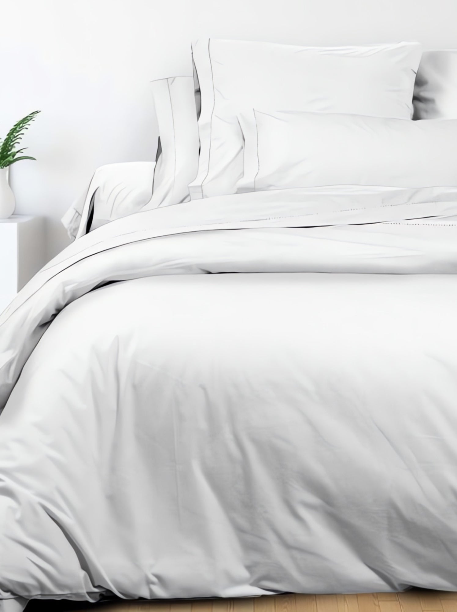 Taie de traversin en coton 45x185 cm percale, par soleil d'ocre - Blanc