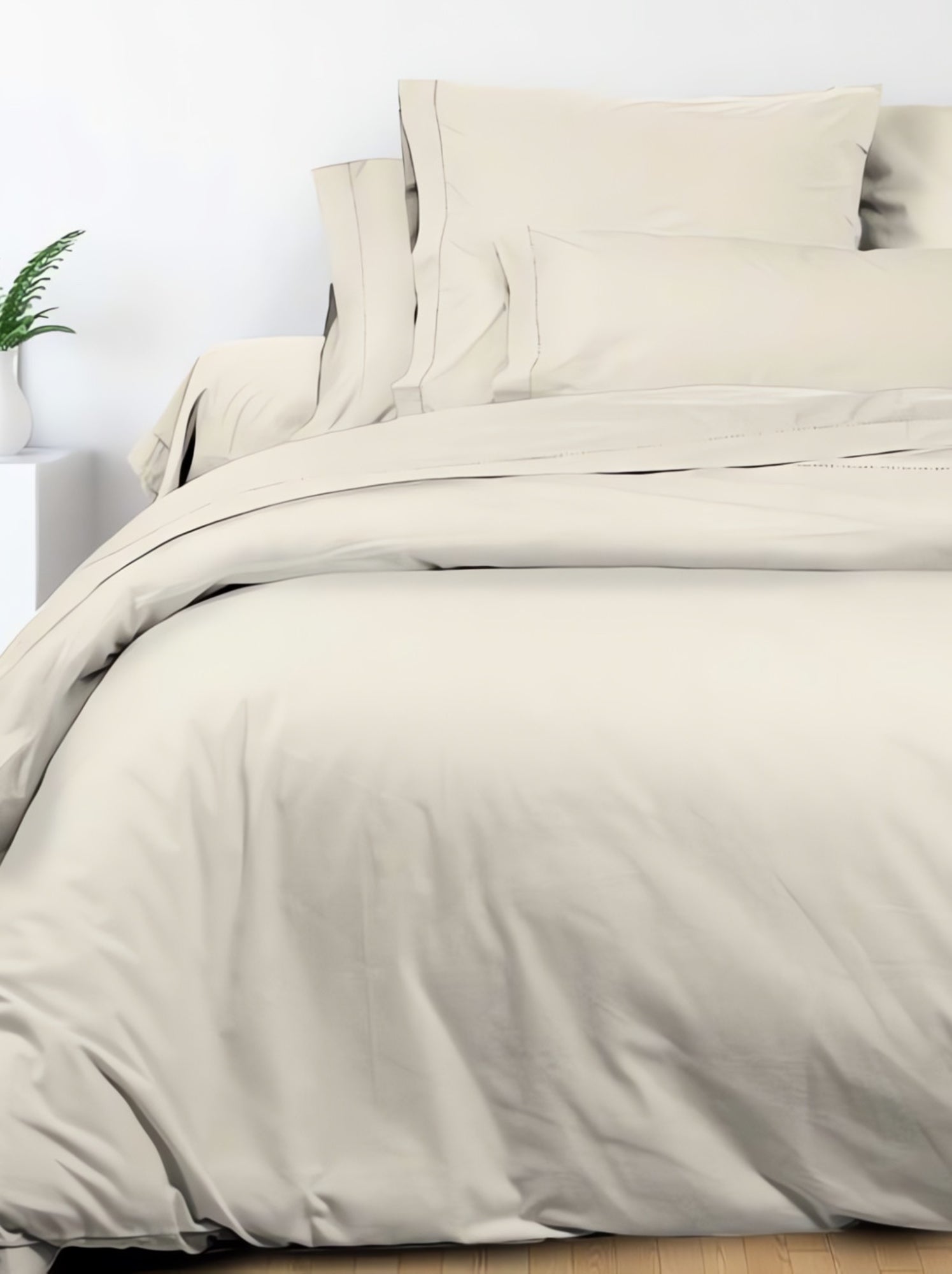 Taie de traversin en coton 45x185 cm percale, par soleil d'ocre - Ecru