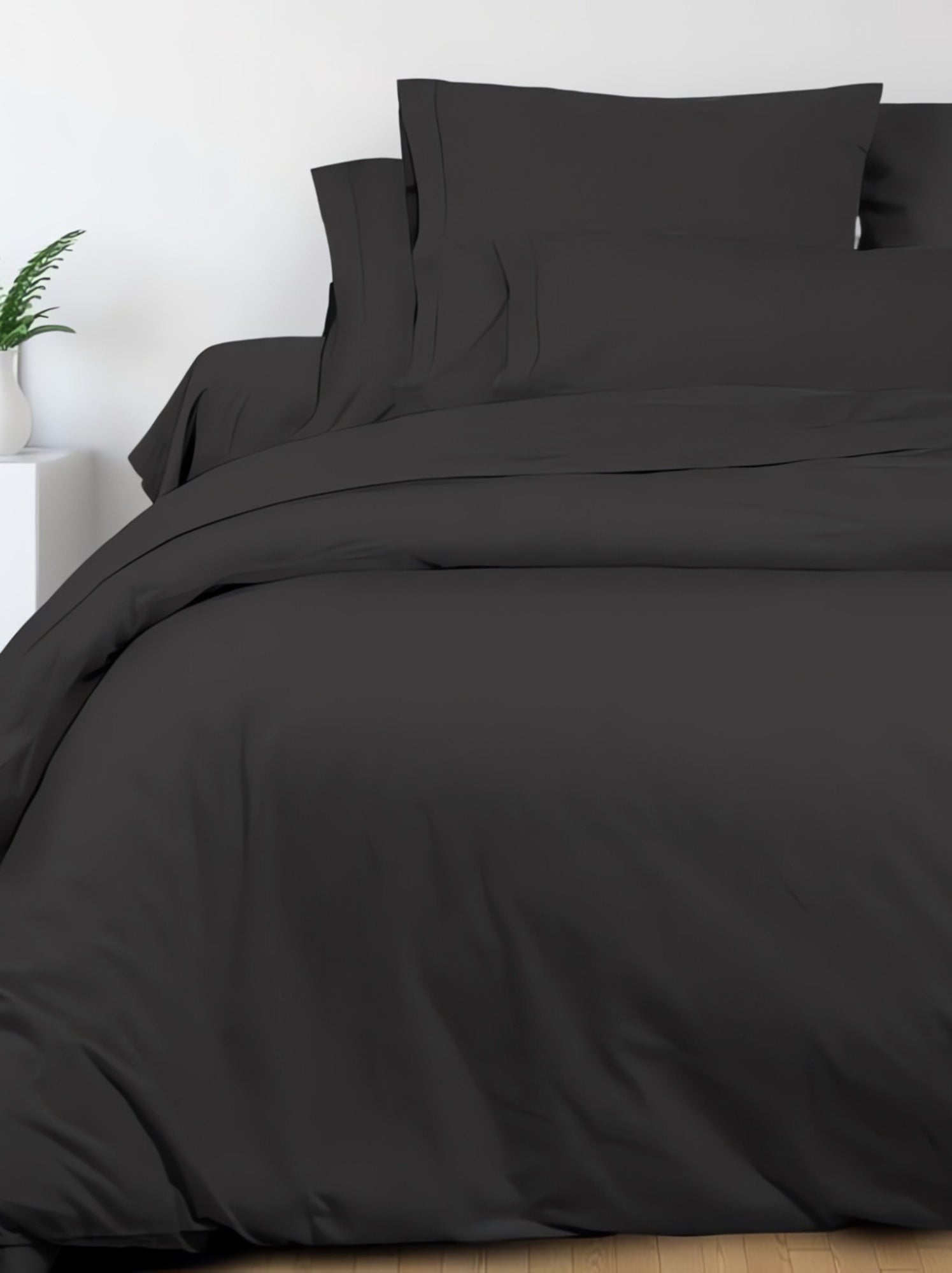 Taie de traversin en coton 45x185 cm percale, par soleil d'ocre - gris anthracite