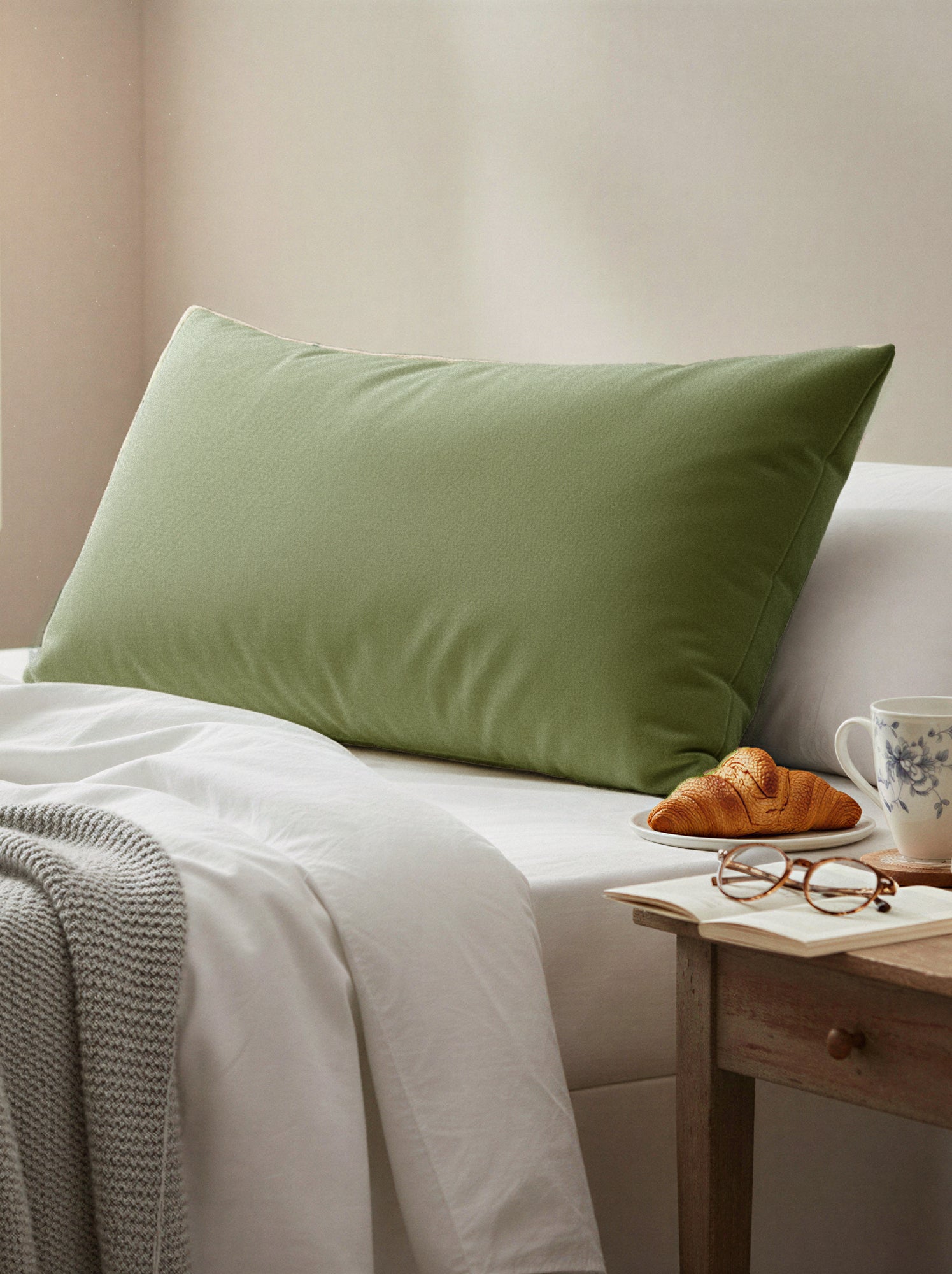 Taie d'oreiller 50 x 70 cm en coton - Vert Kaki