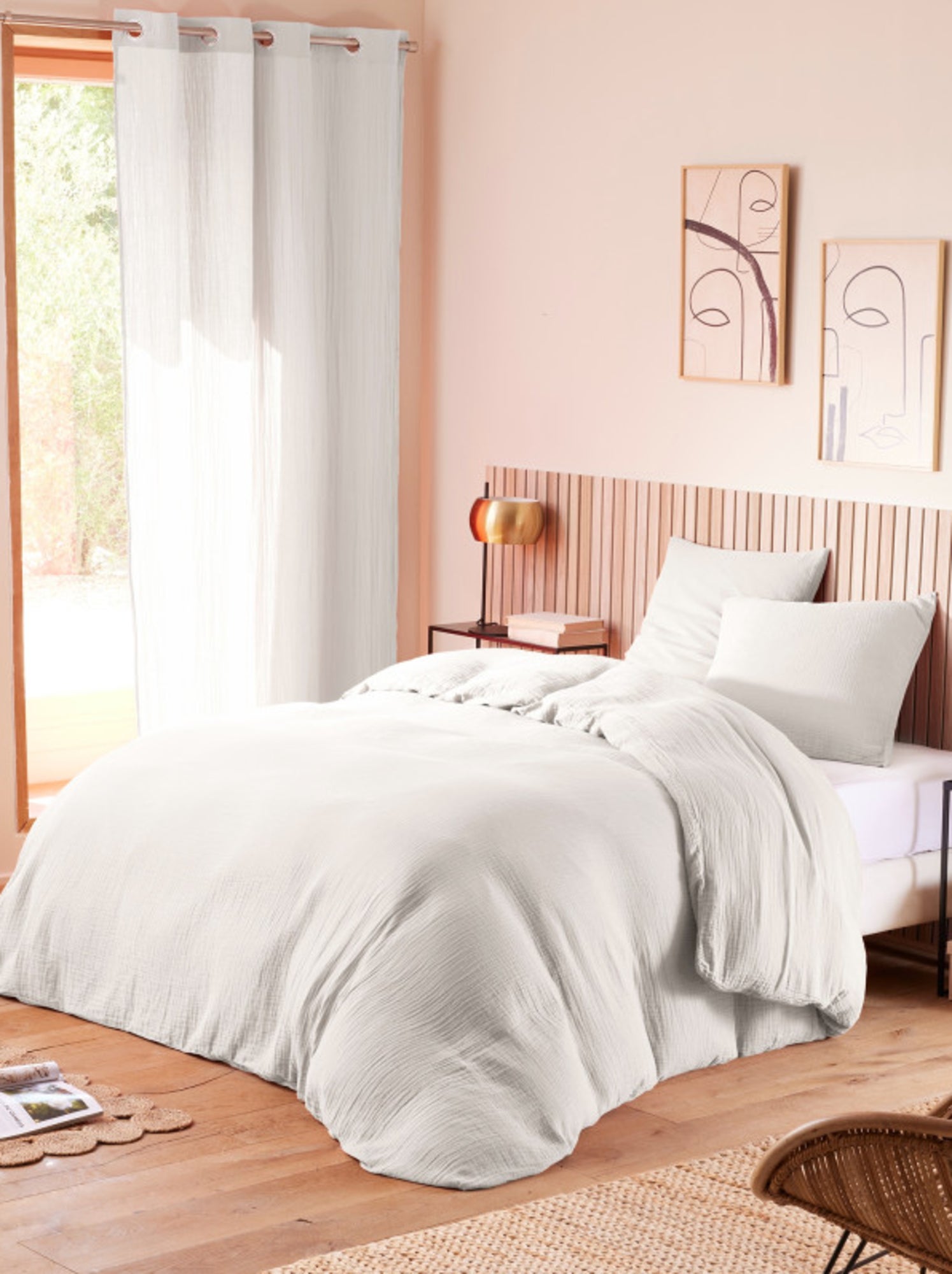 Taie d'oreiller - Coton Pur - 100% gaze de coton 125 gr/m² - Blanc