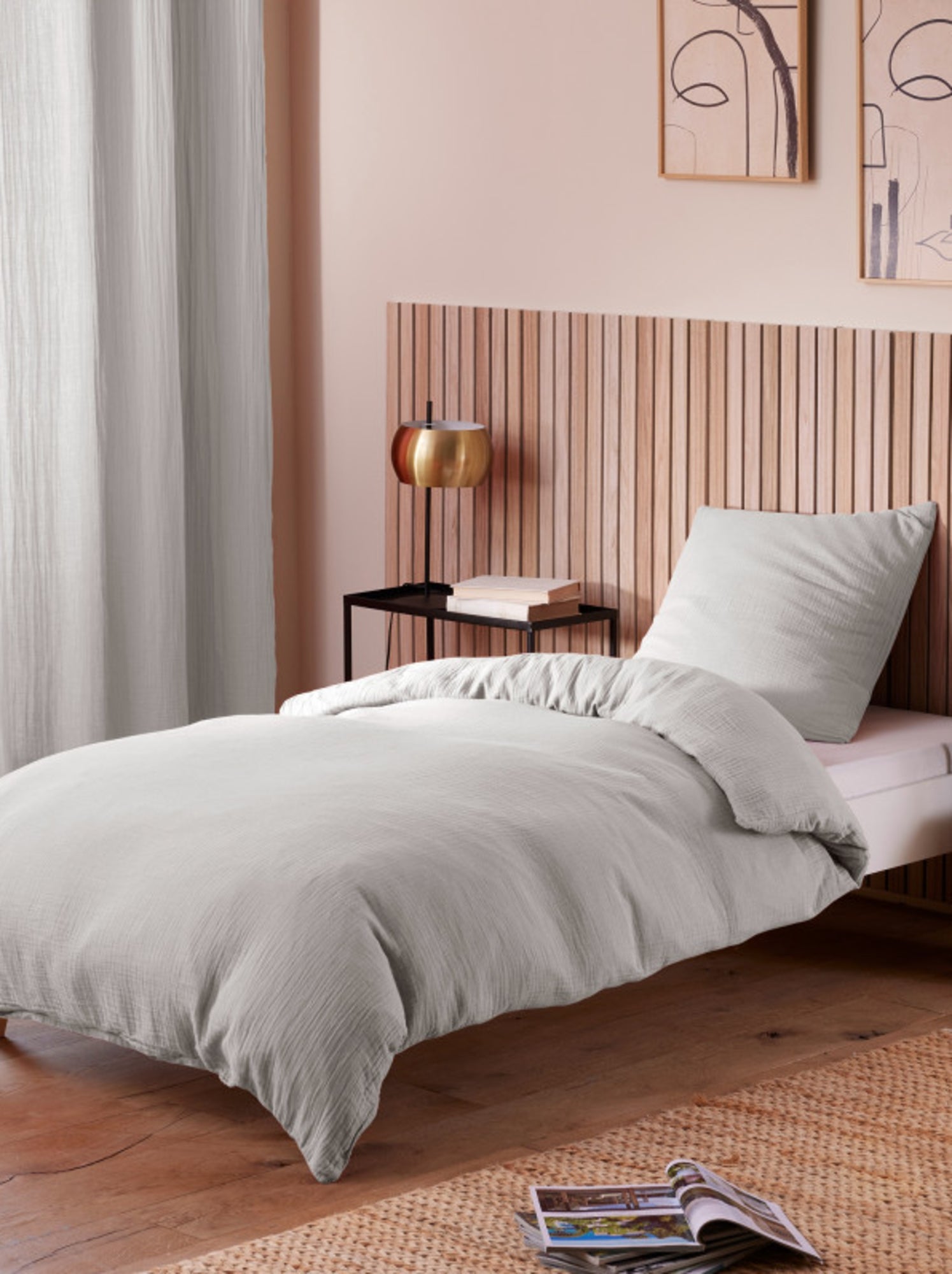 Taie d'oreiller - Coton Pur - 100% gaze de coton 125 gr/m² - Gris perle