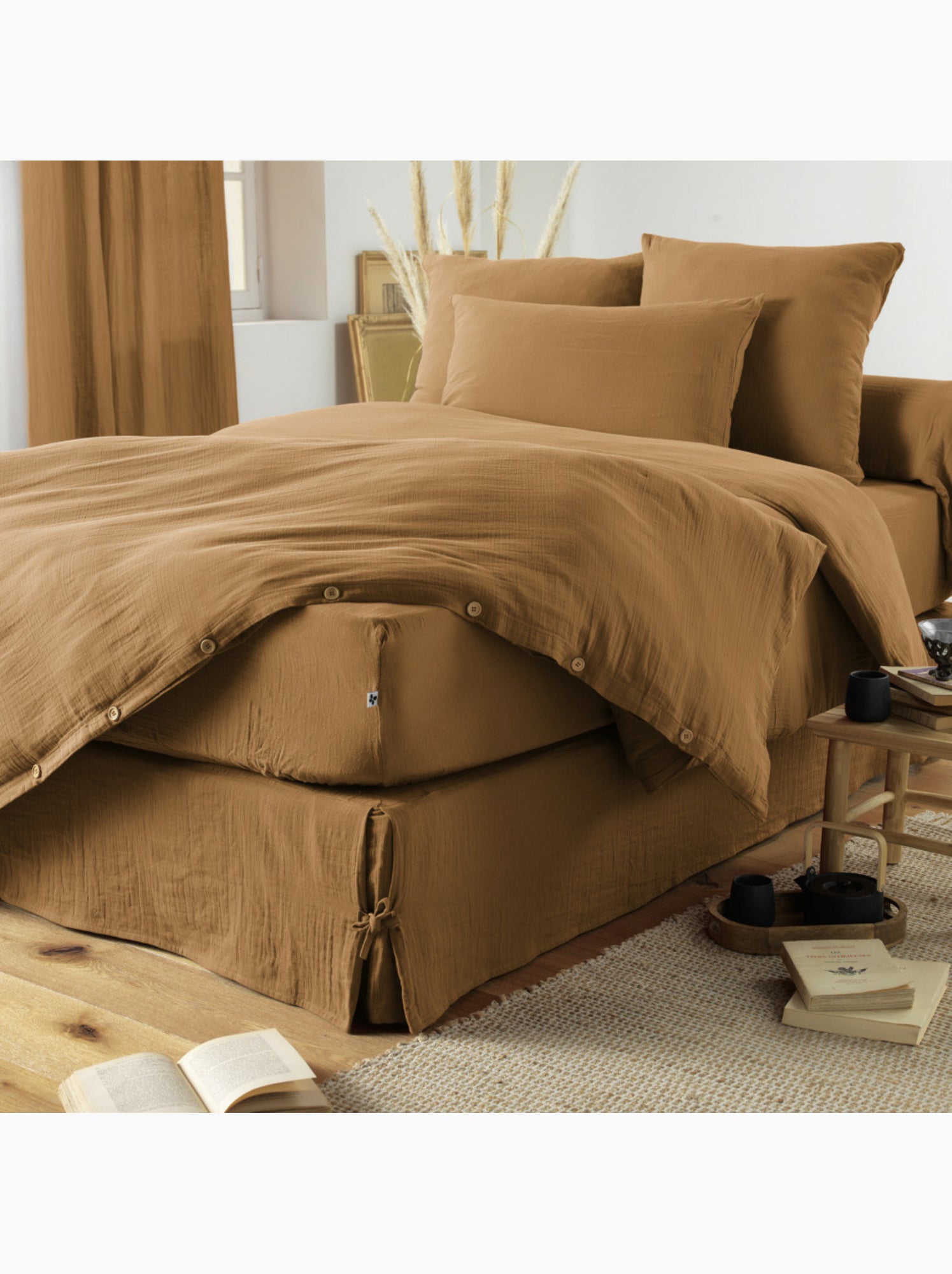 Taie d’oreiller – double gaze de coton – gaïa minuit - Camel