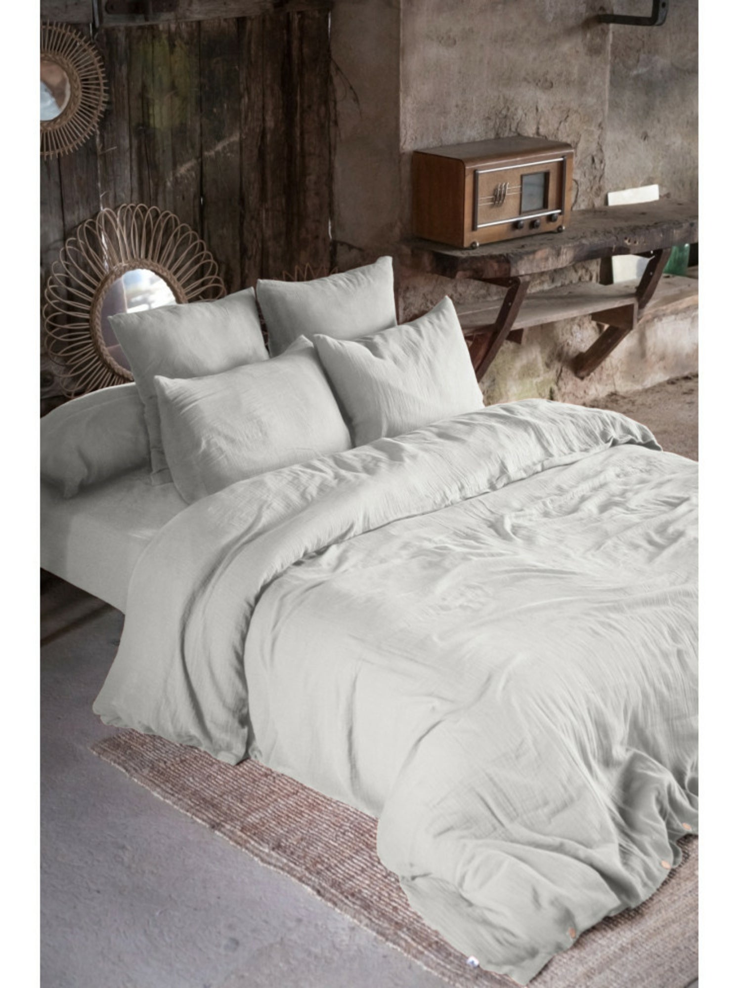 Drap-housse – double gaze de coton 125 g/m² – bonnet 30 cm - gaïa - Gris