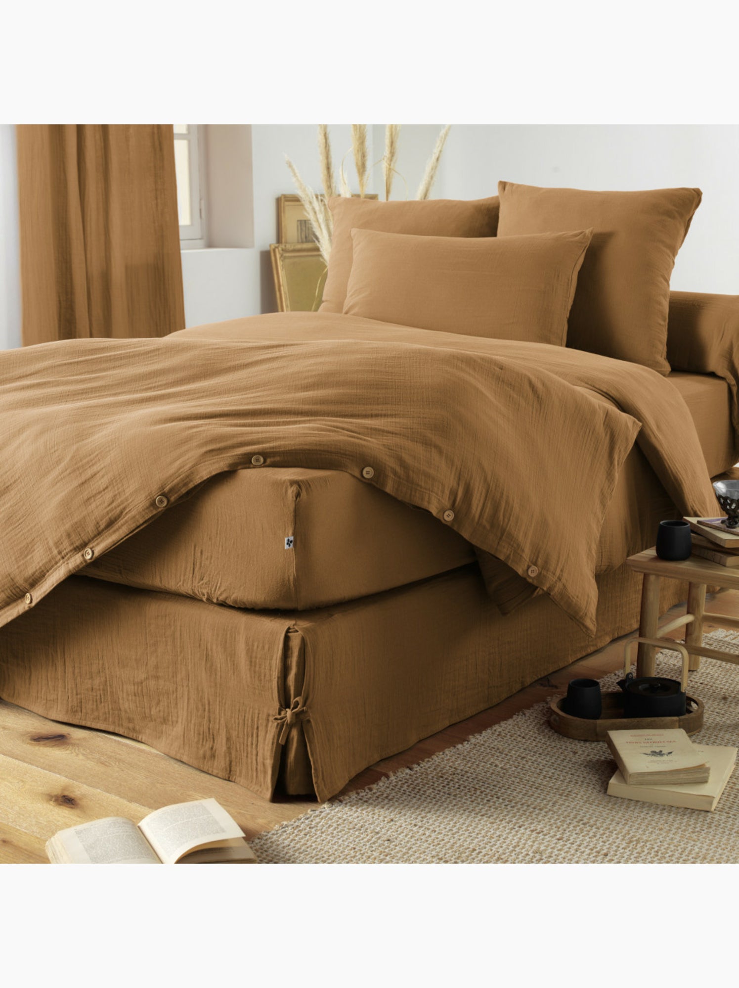 Taie d’oreiller – double gaze de coton – gaïa minuit - Marron