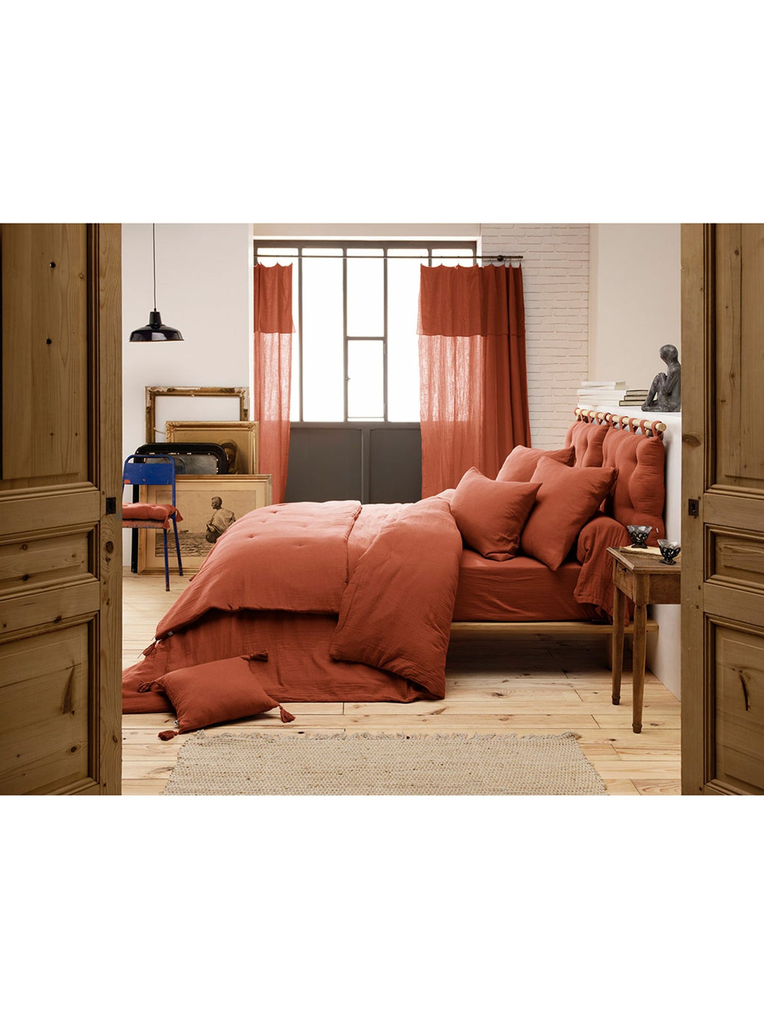 Taie d’oreiller – double gaze de coton – gaïa minuit - Terracotta