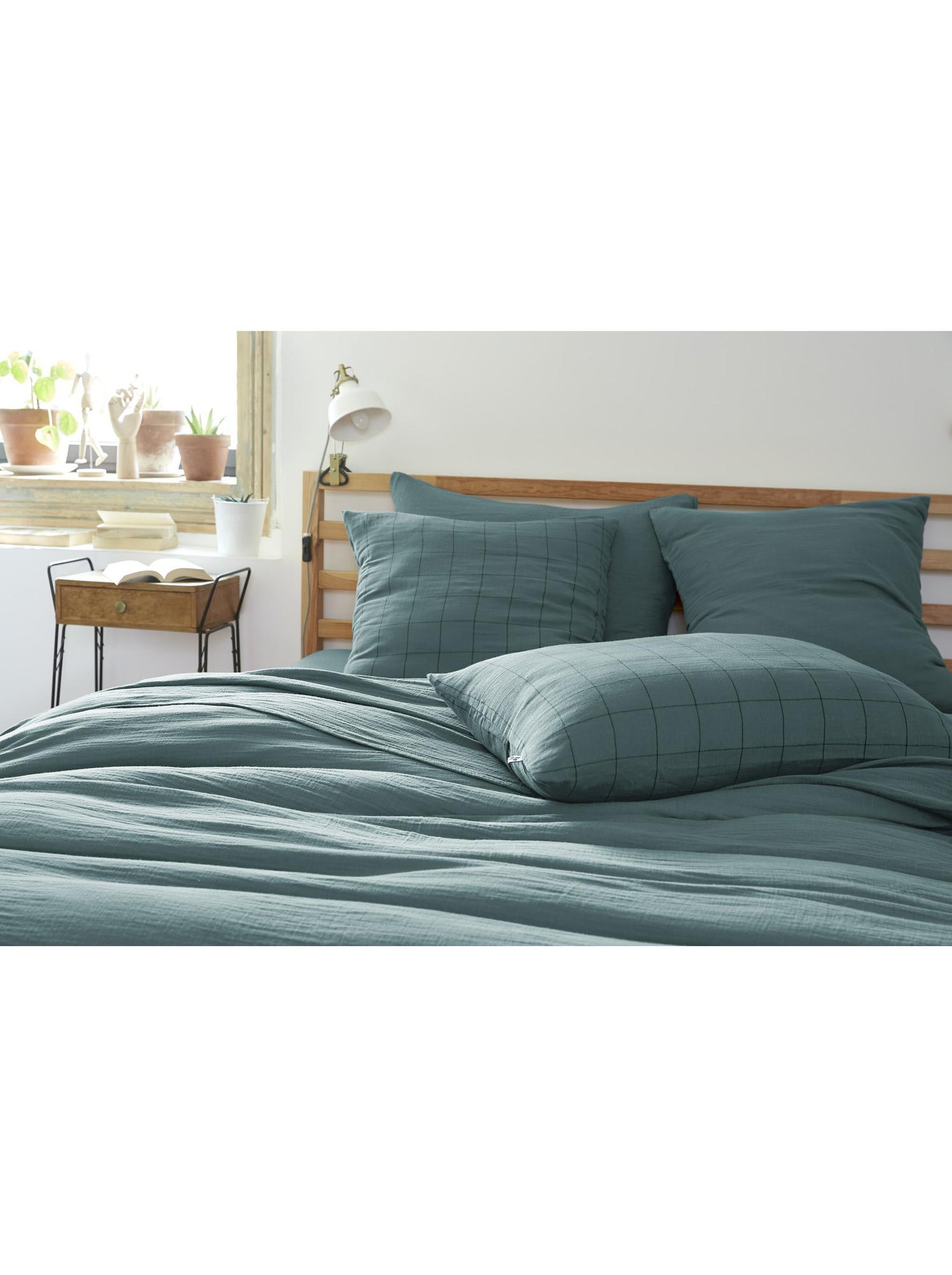 Taie d’oreiller – gaze de coton tissée – gaïa match - Bleu canard