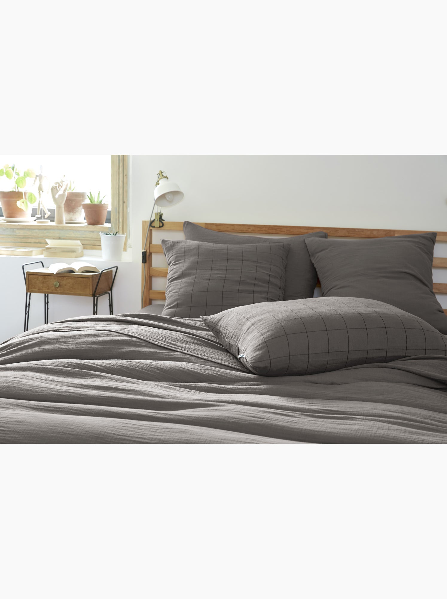 Taie d’oreiller – gaze de coton tissée – gaïa match - Gris Granit