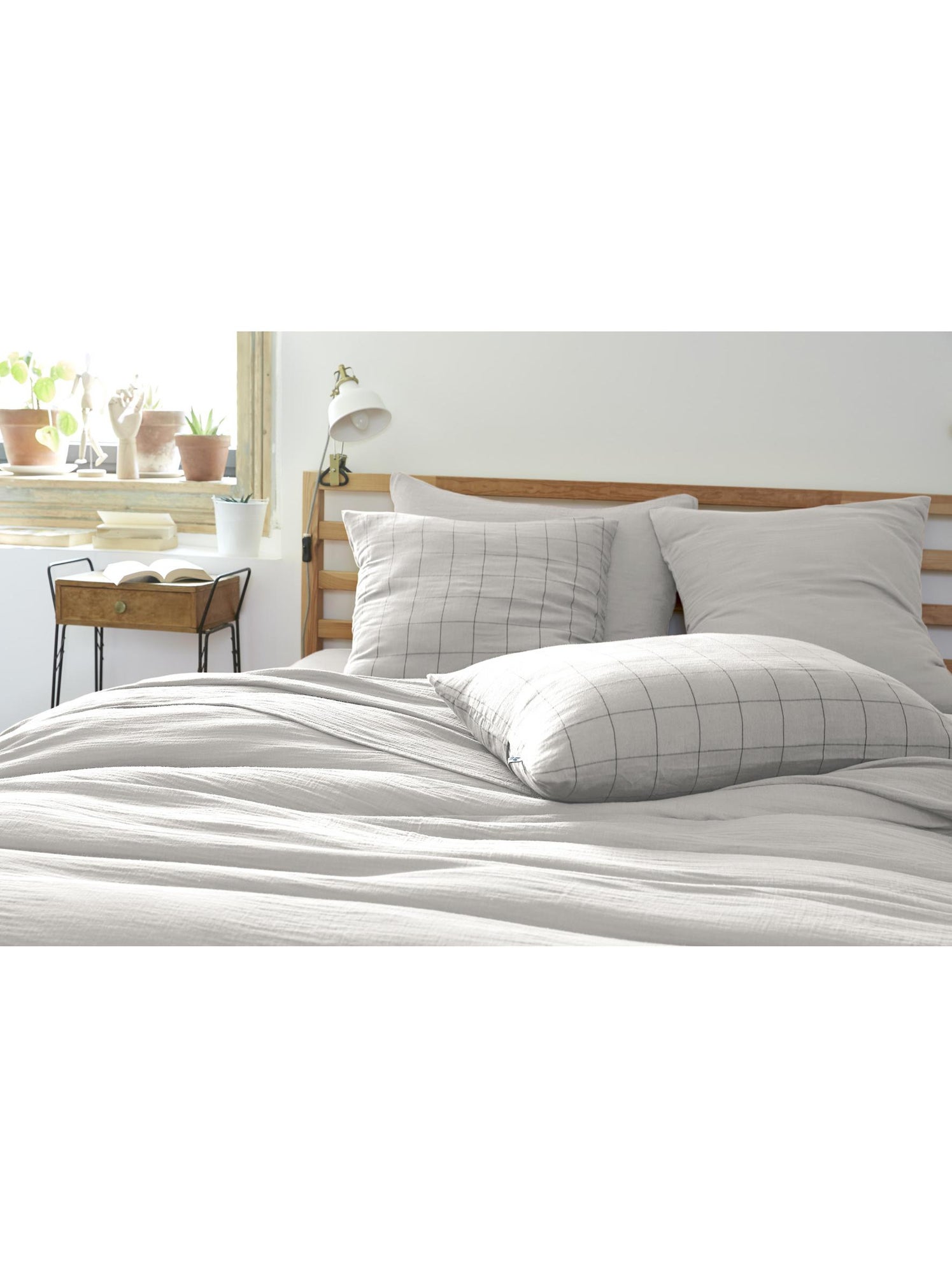 Taie d’oreiller – gaze de coton tissée – gaïa match - Gris nuage