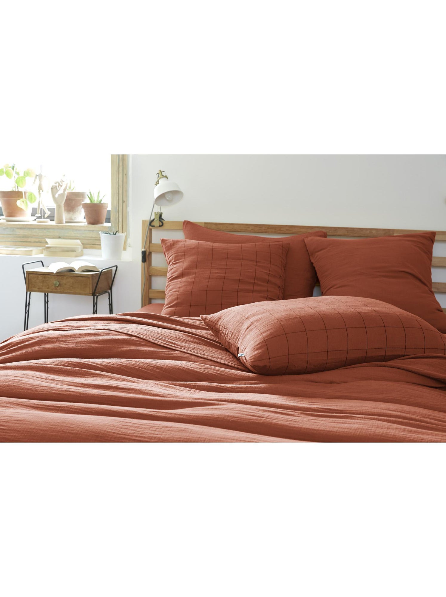 Taie d’oreiller – gaze de coton tissée – gaïa match - Terracotta