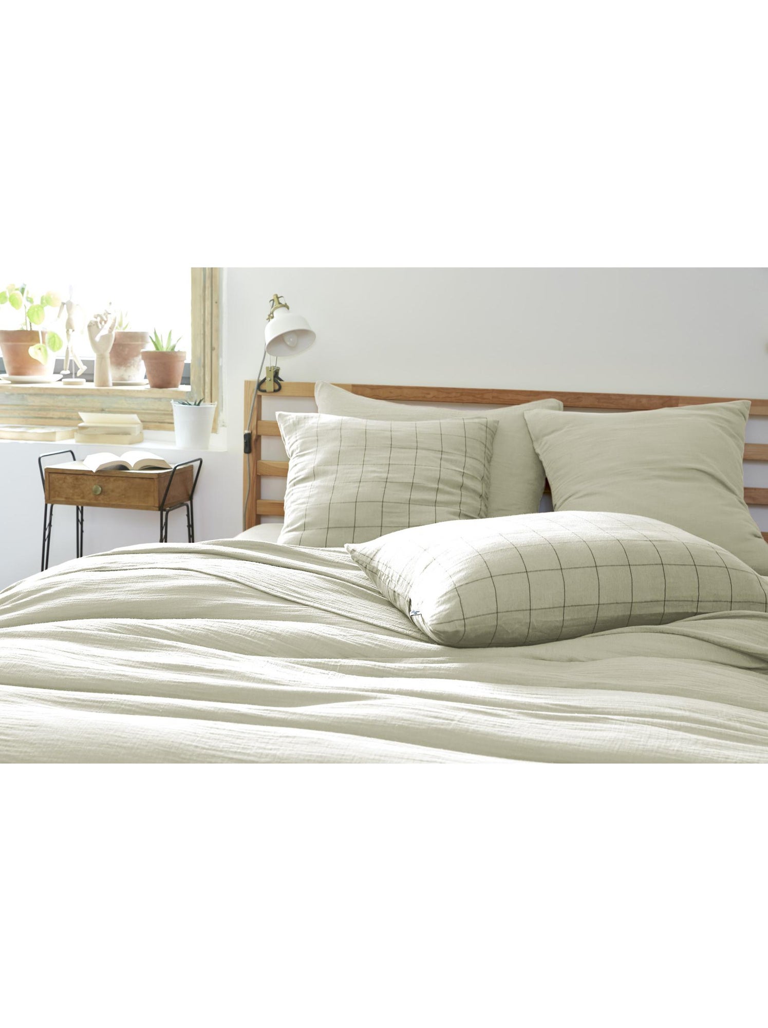 Taie d’oreiller – gaze de coton tissée – gaïa match - Vert d'eau