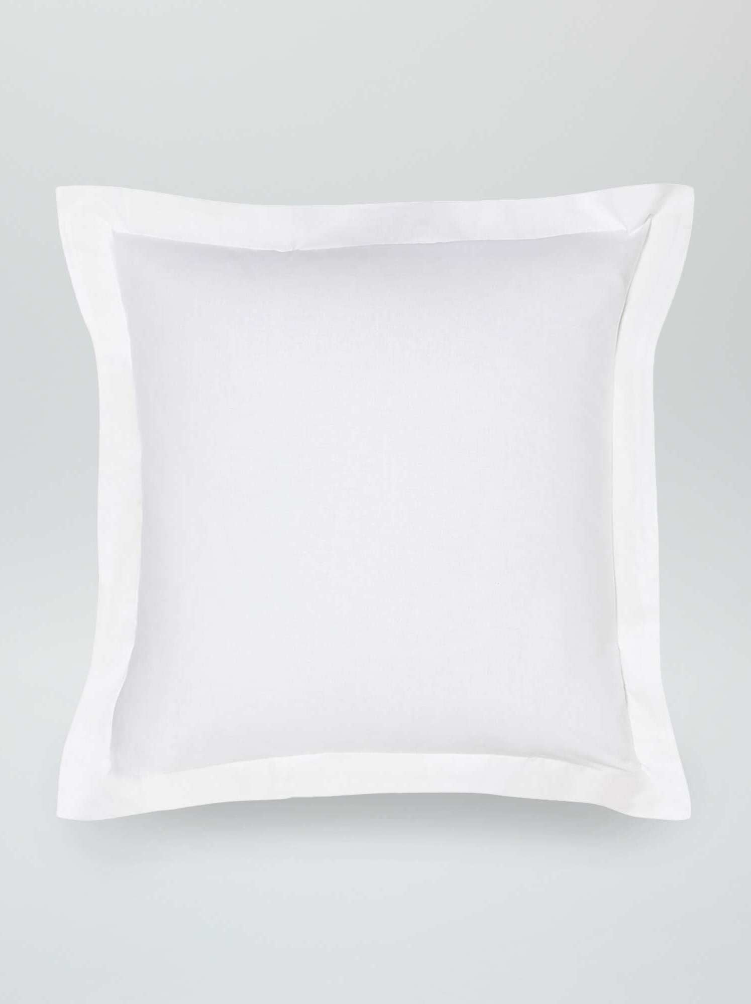 Taie d'oreiller uni en percale de coton - Blanc