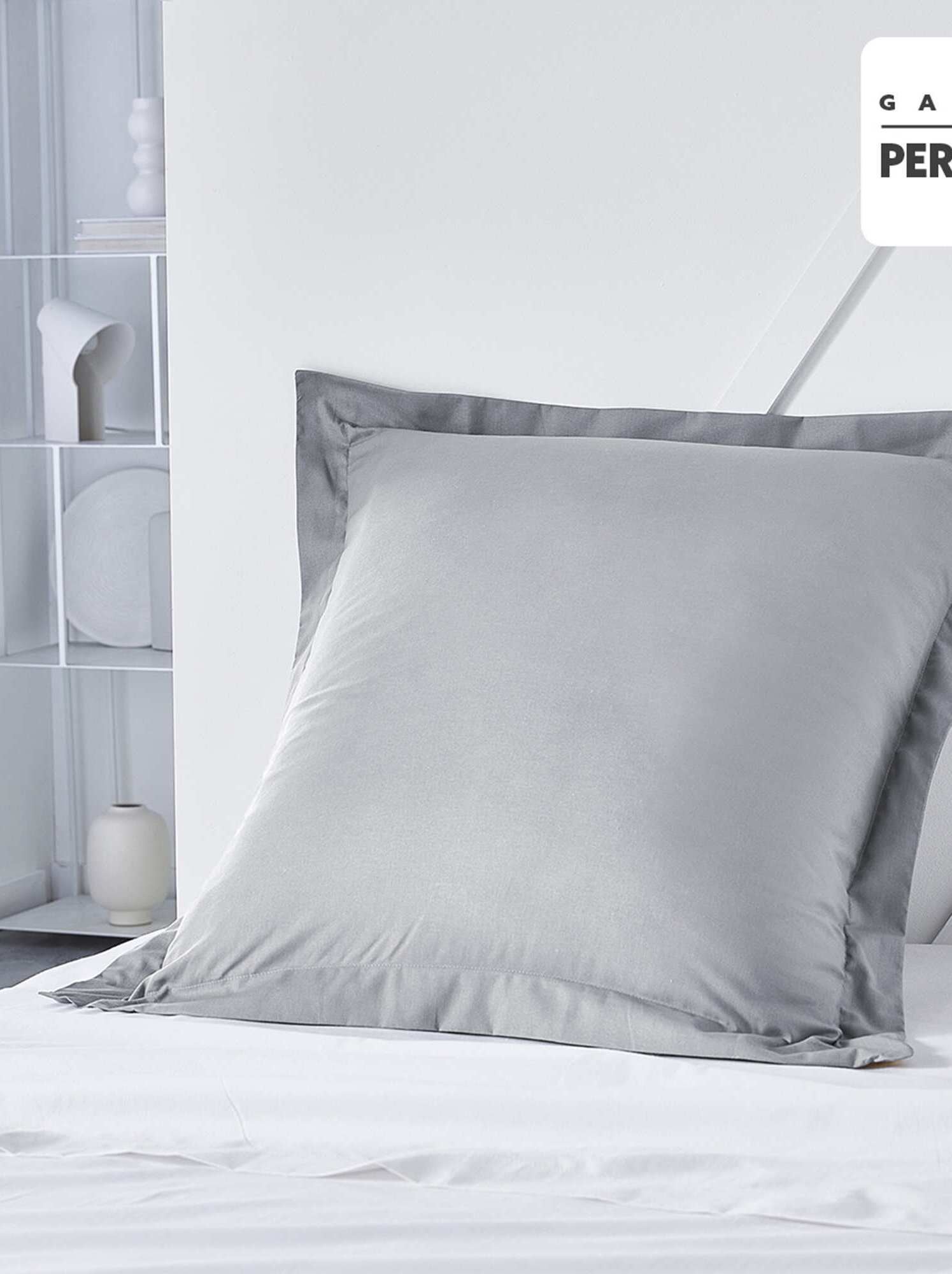 Taie d'oreiller uni en percale de coton - Gris