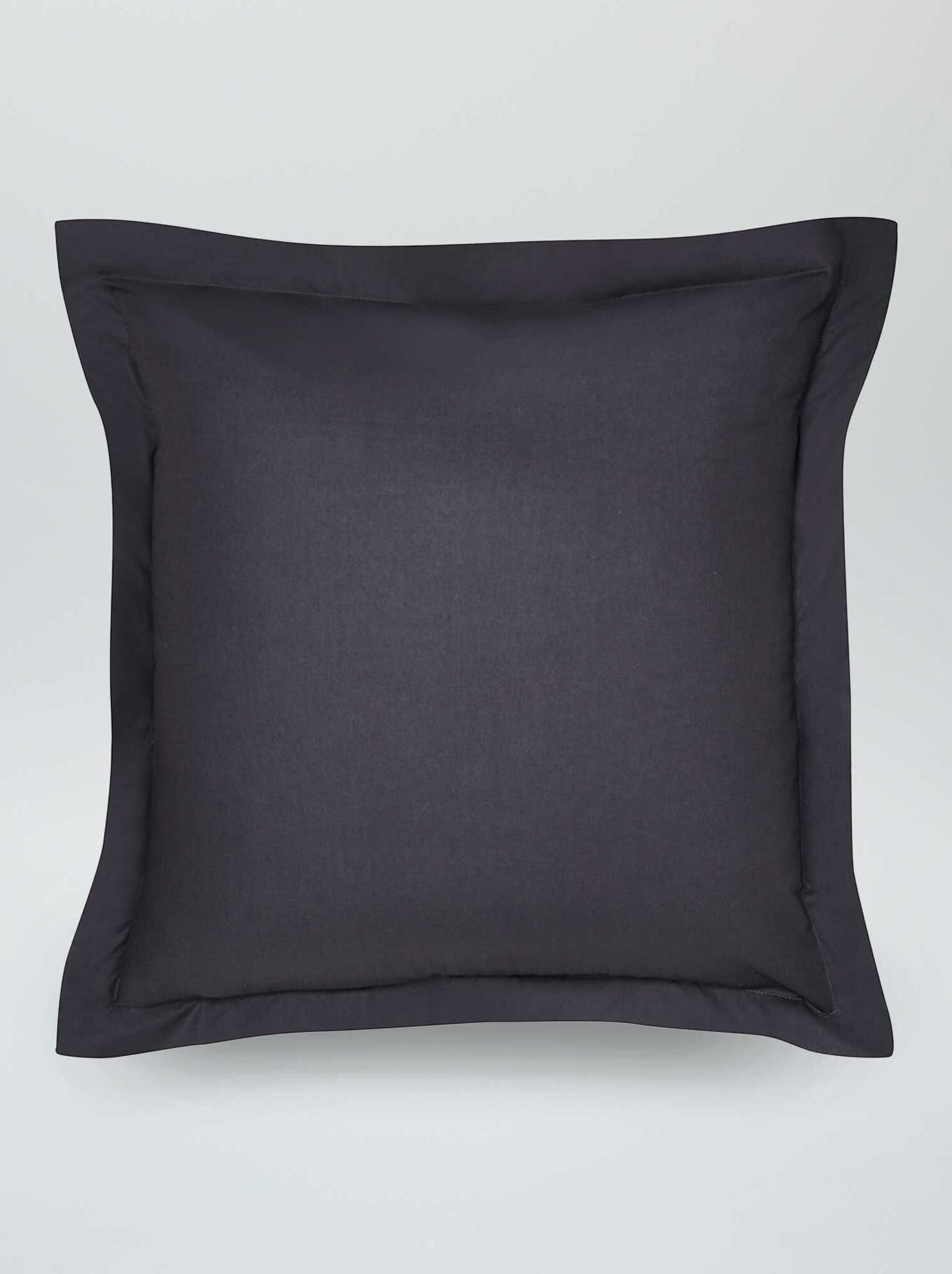 Taie d'oreiller uni en percale de coton - Noir
