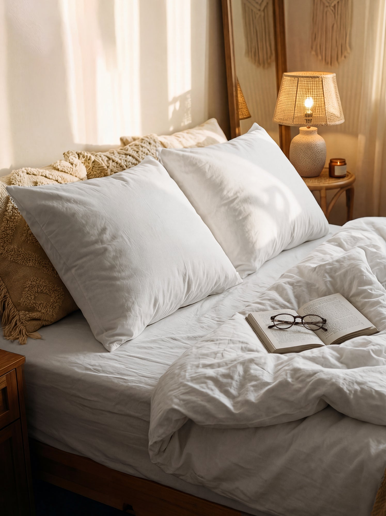 Taie d'oreiller unie 63 x 63 cm en coton - Blanc