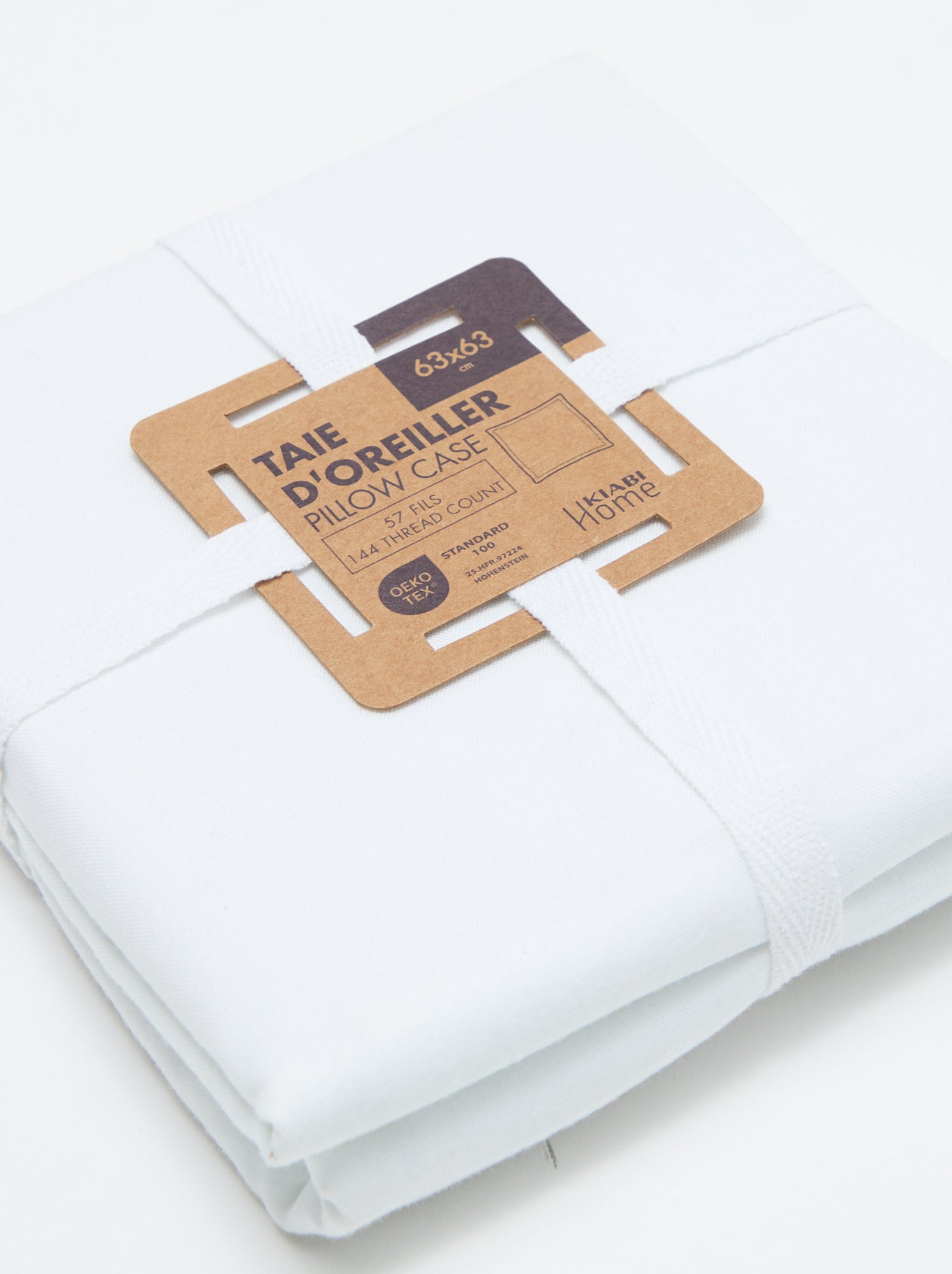 Taie d'oreiller unie 63 x 63 cm en coton - Blanc