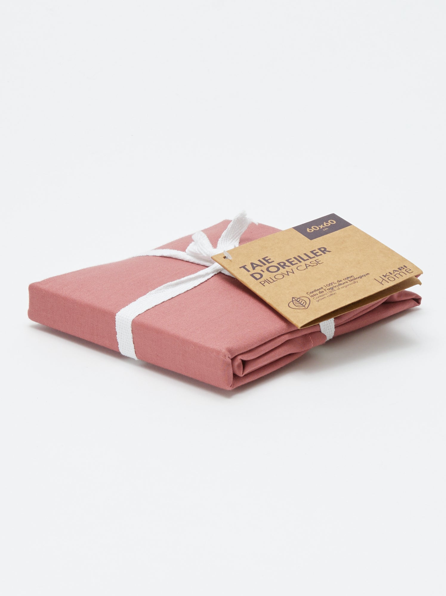 Taie d'oreiller unie 63 x 63 cm en coton - Rose