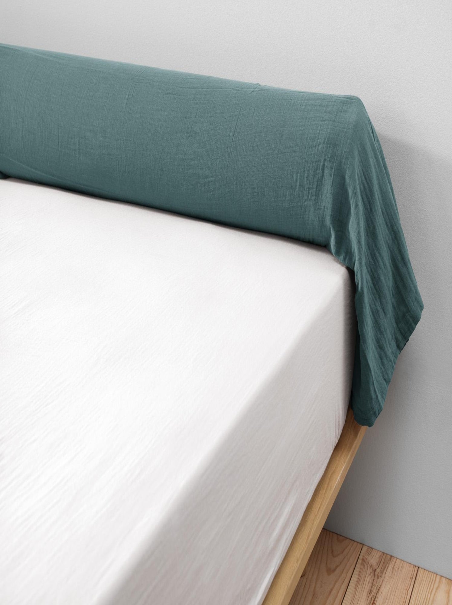 Taie Traversin gaze de coton Gaia - Bleu canard