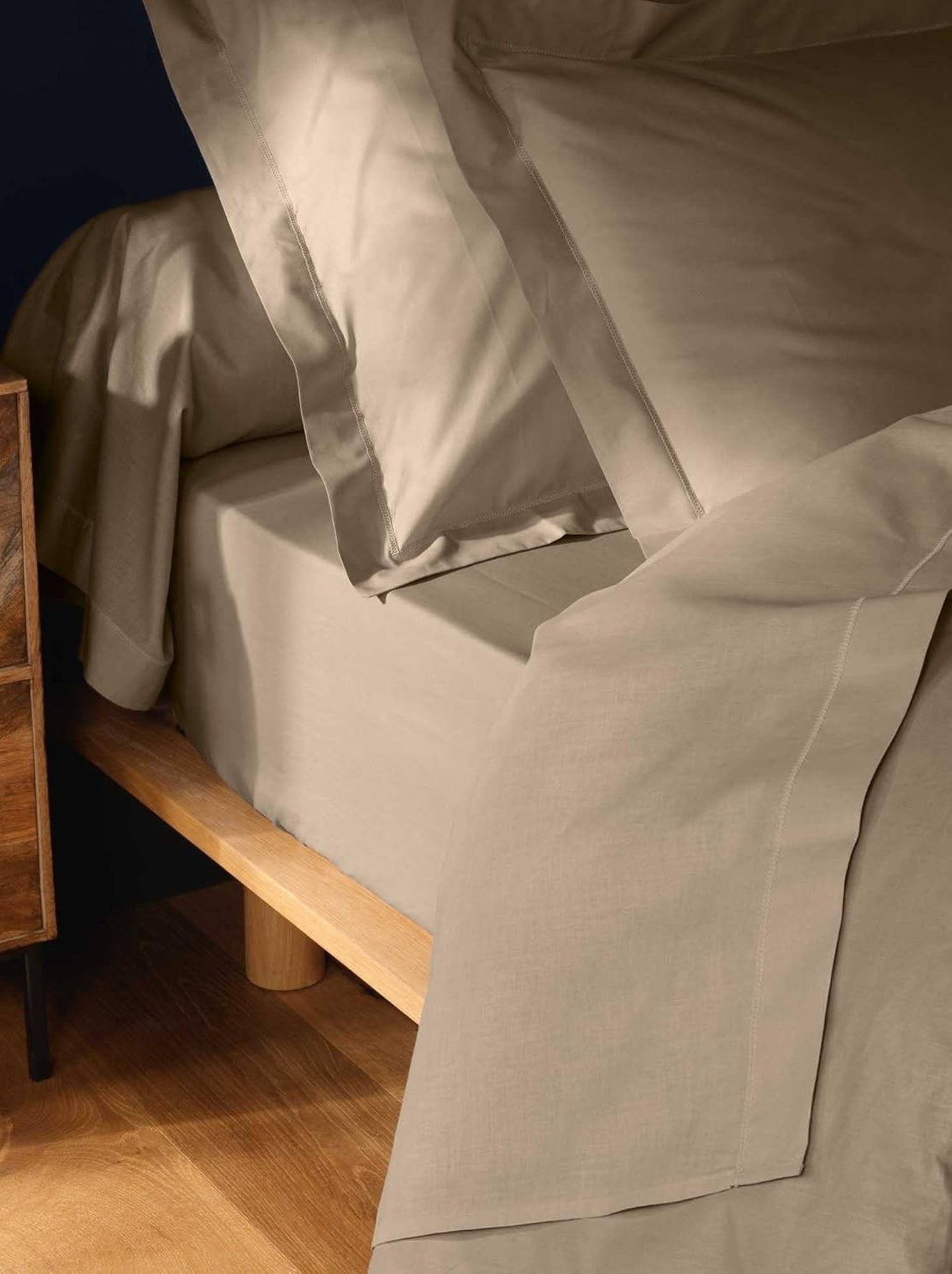 Taies de traversin coton noa promo linge - Beige sable