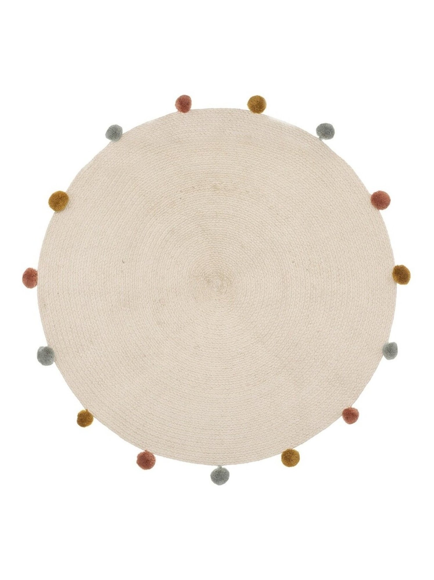 Tapis Arlequin pompons D90 - Beige