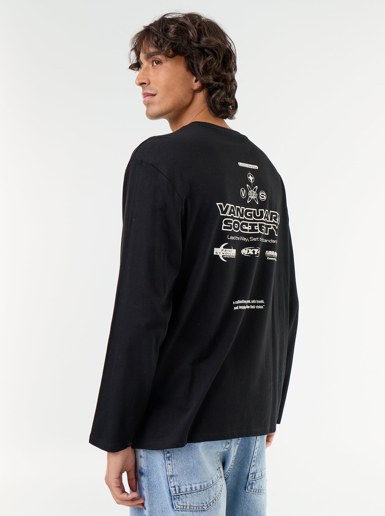 Tee-shirt à manches courtes imprimé recto verso - Noir