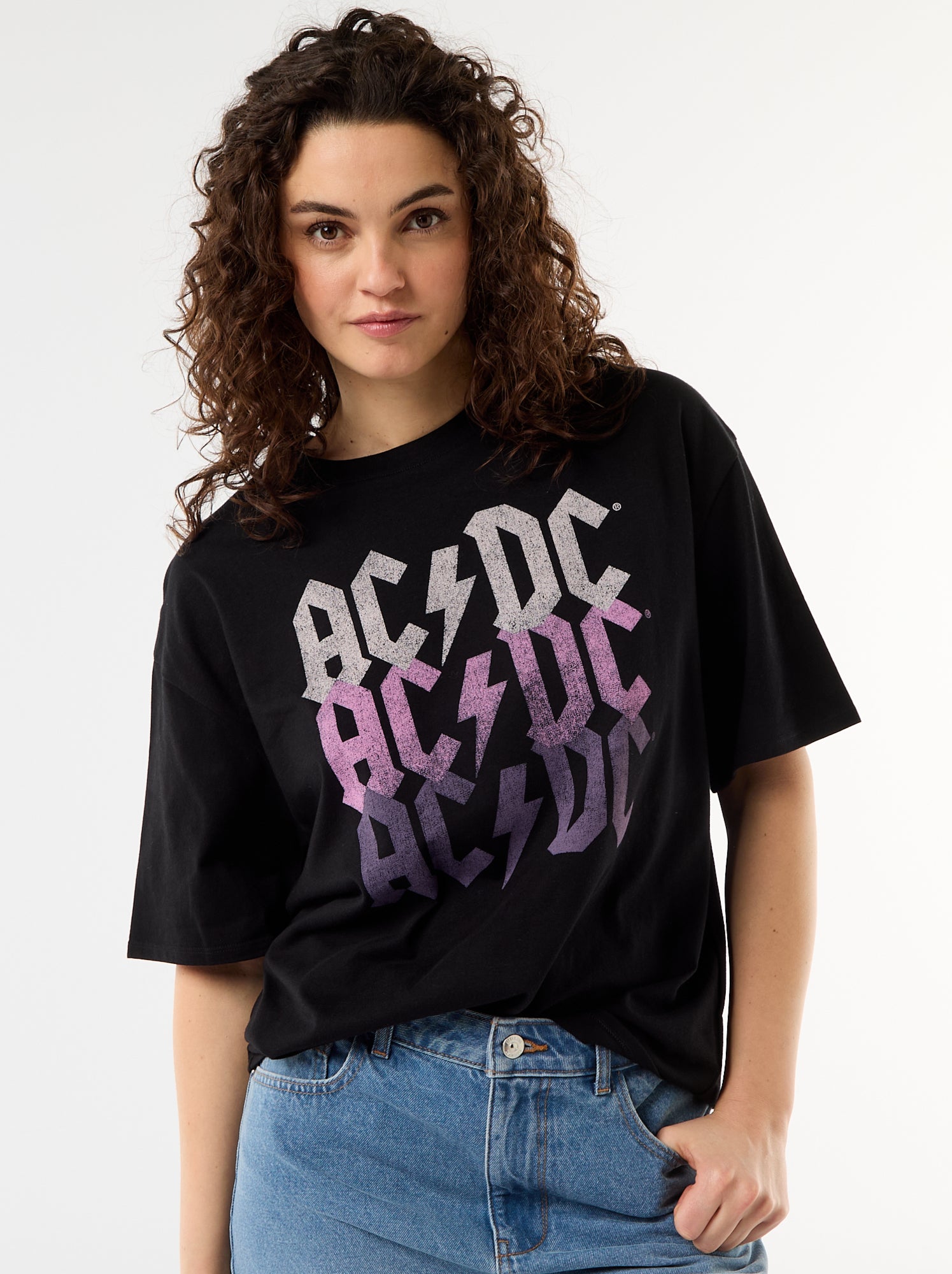 Tee-shirt 'AC/DC' à manches courtes - Noir