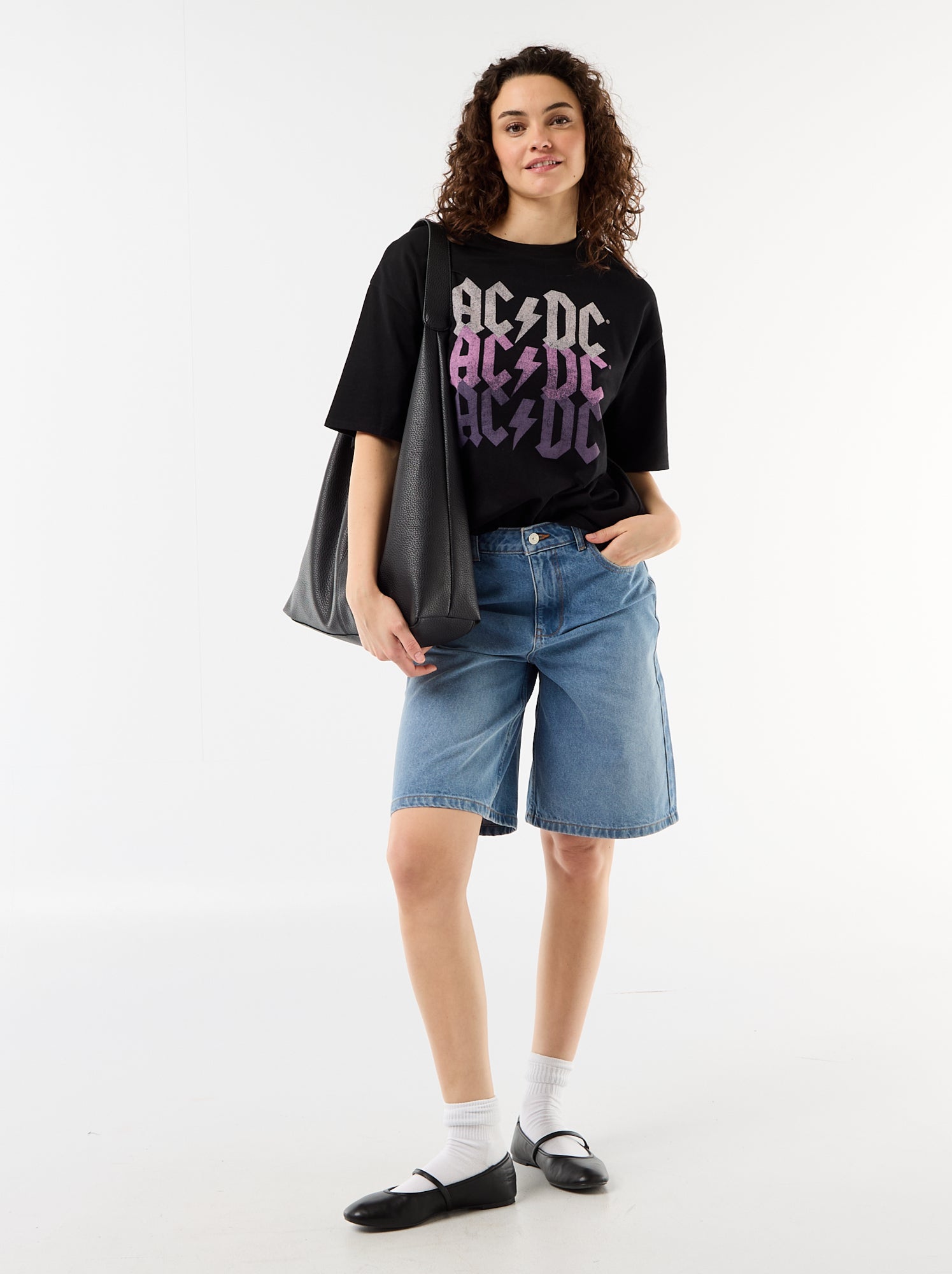 Tee-shirt 'AC/DC' à manches courtes - Noir