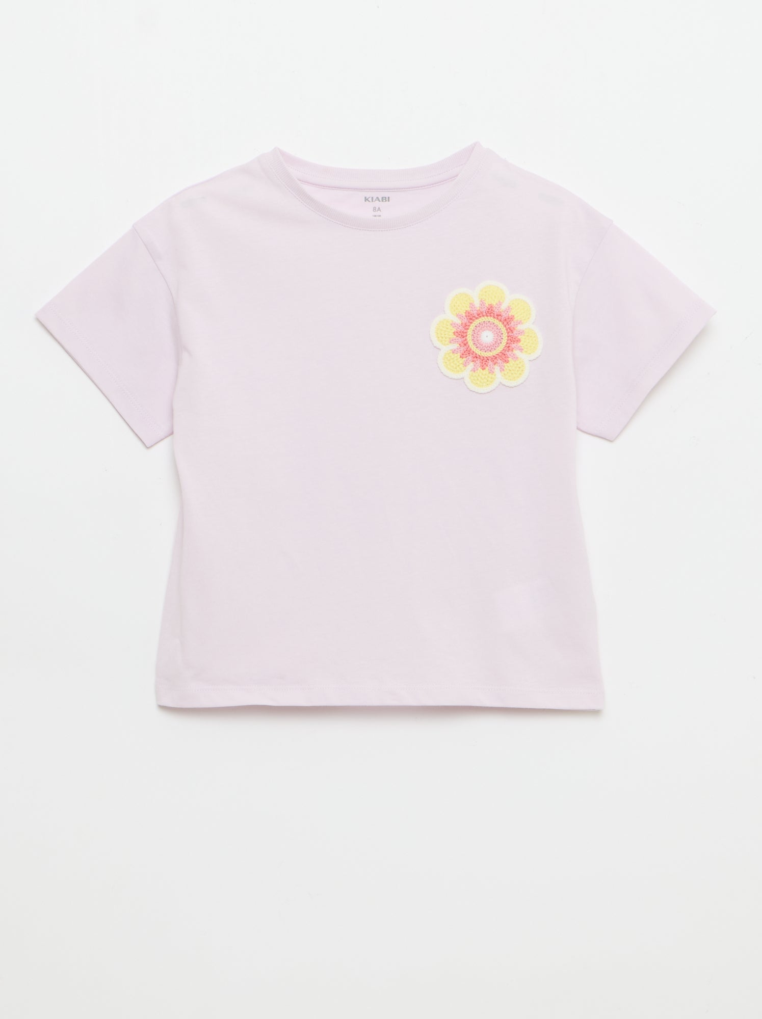 Tee-shirt avec broderie à la poitrine - Violet