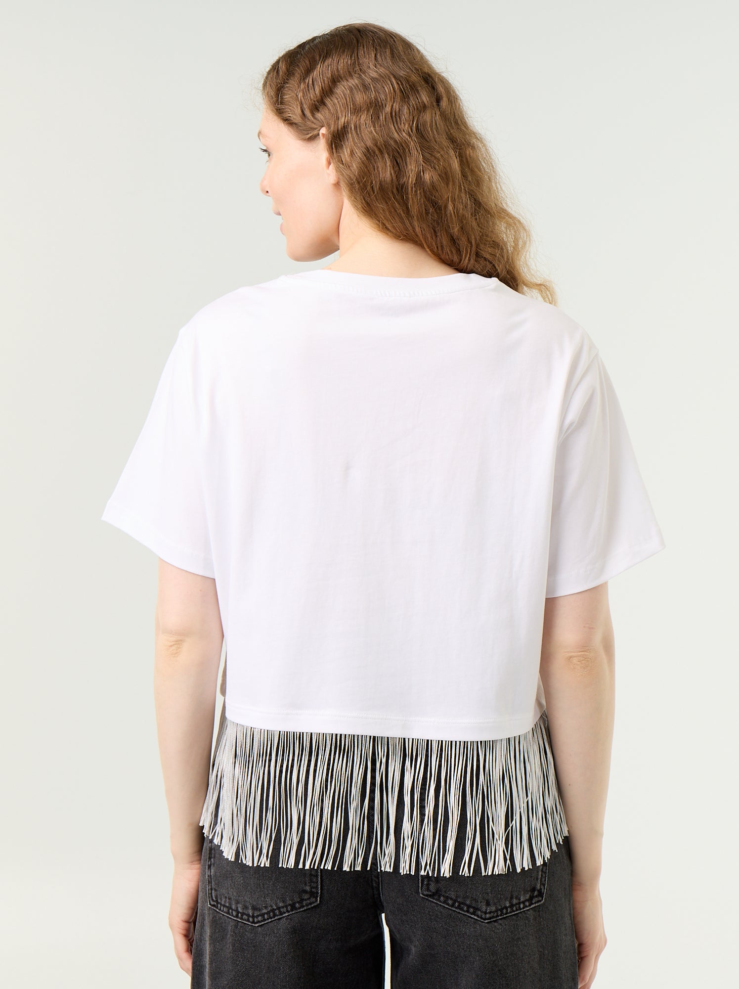 Tee-shirt basique à franges - Blanc