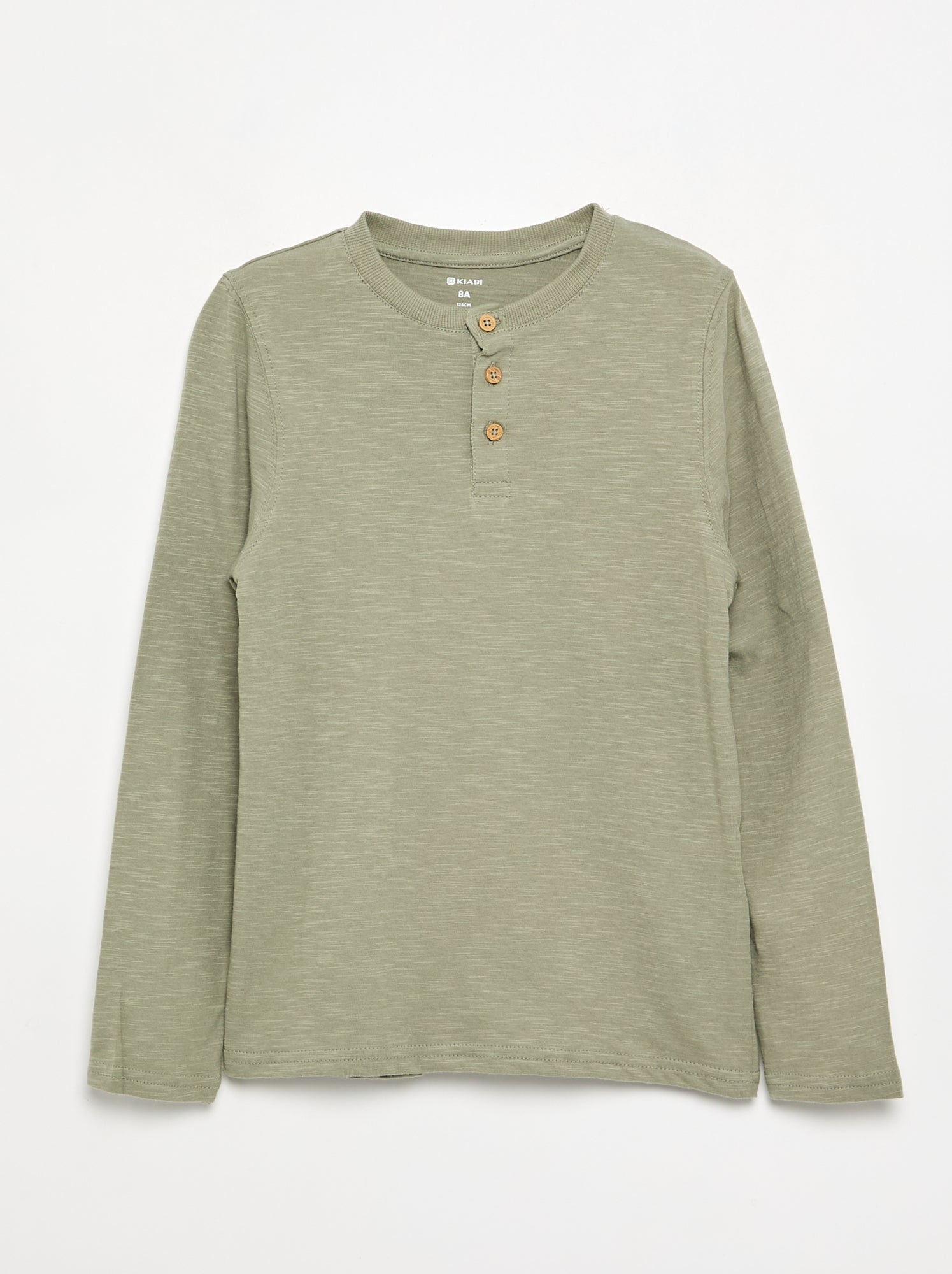 Tee-shirt basique col tunisien - Vert (FZG83_1)