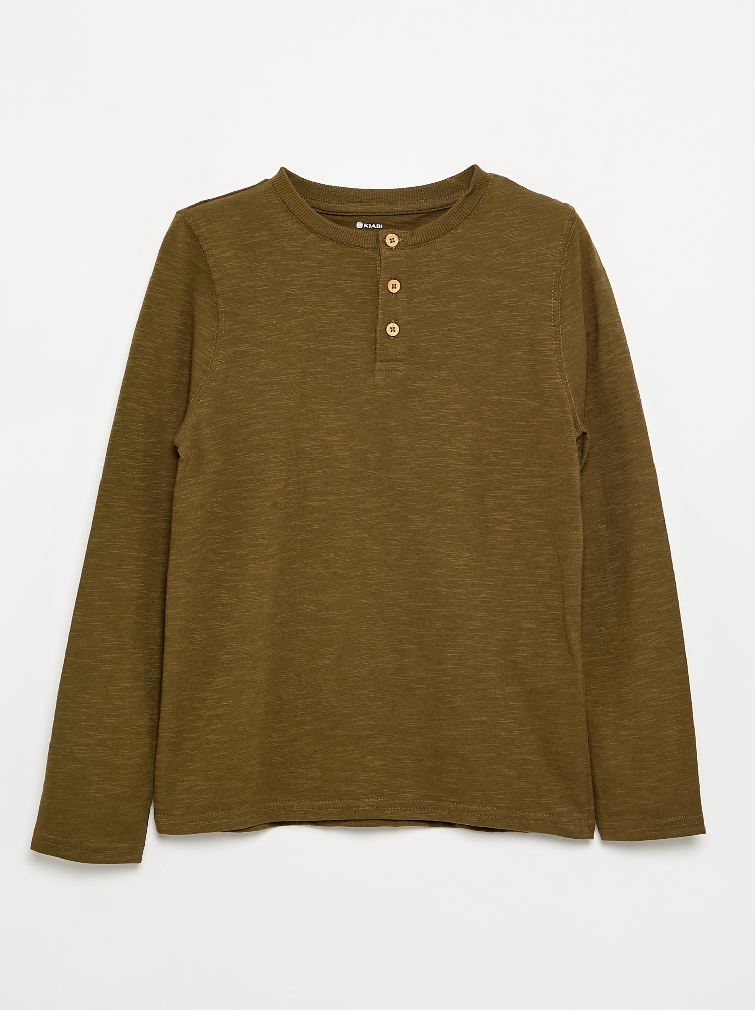 Tee-shirt basique col tunisien - Vert (FZG83_4)
