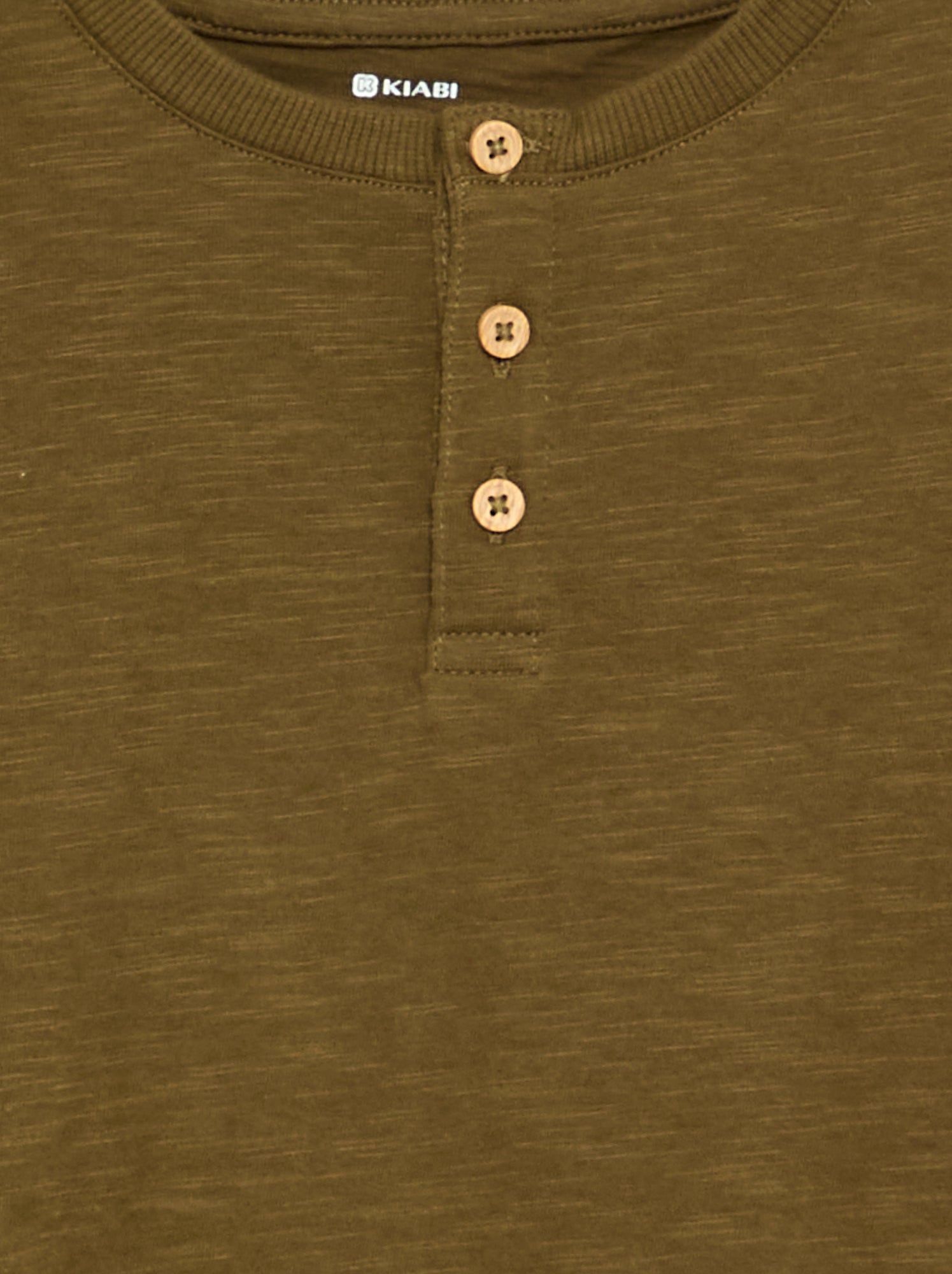 Tee-shirt basique col tunisien - Vert (FZG83_4)