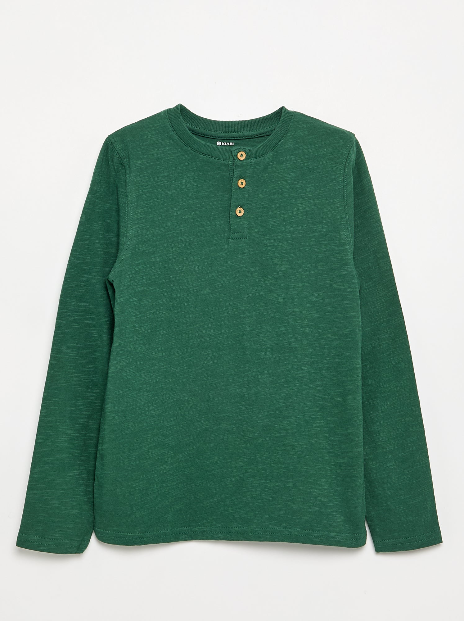 Tee-shirt basique col tunisien - Vert (FZG83_7)