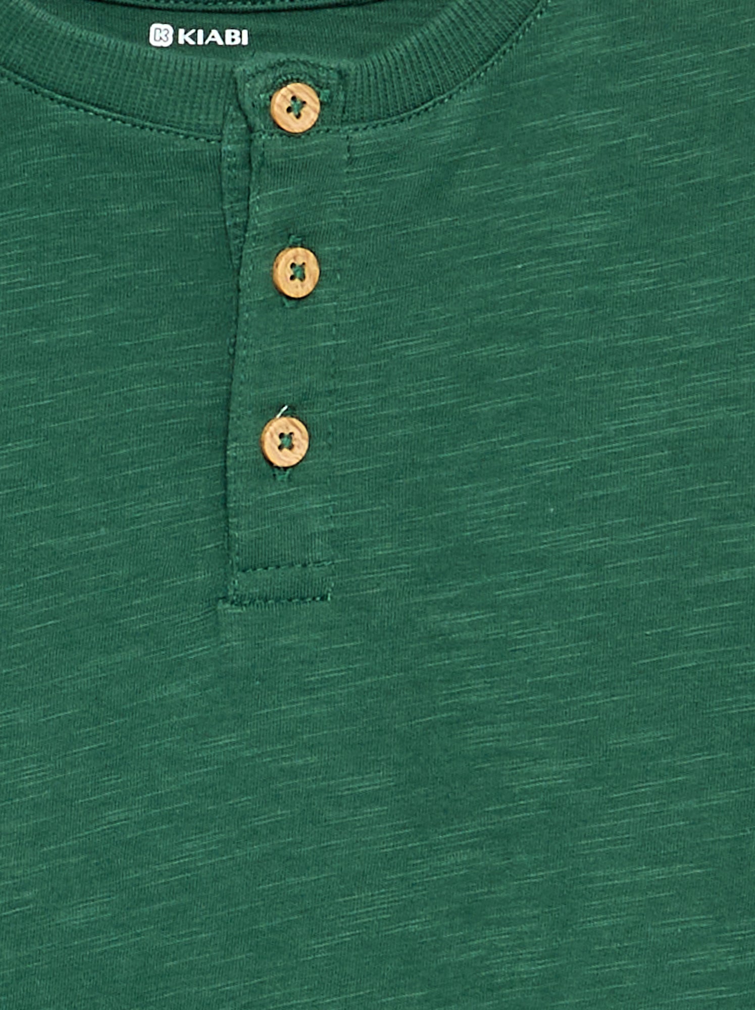 Tee-shirt basique col tunisien - Vert (FZG83_7)