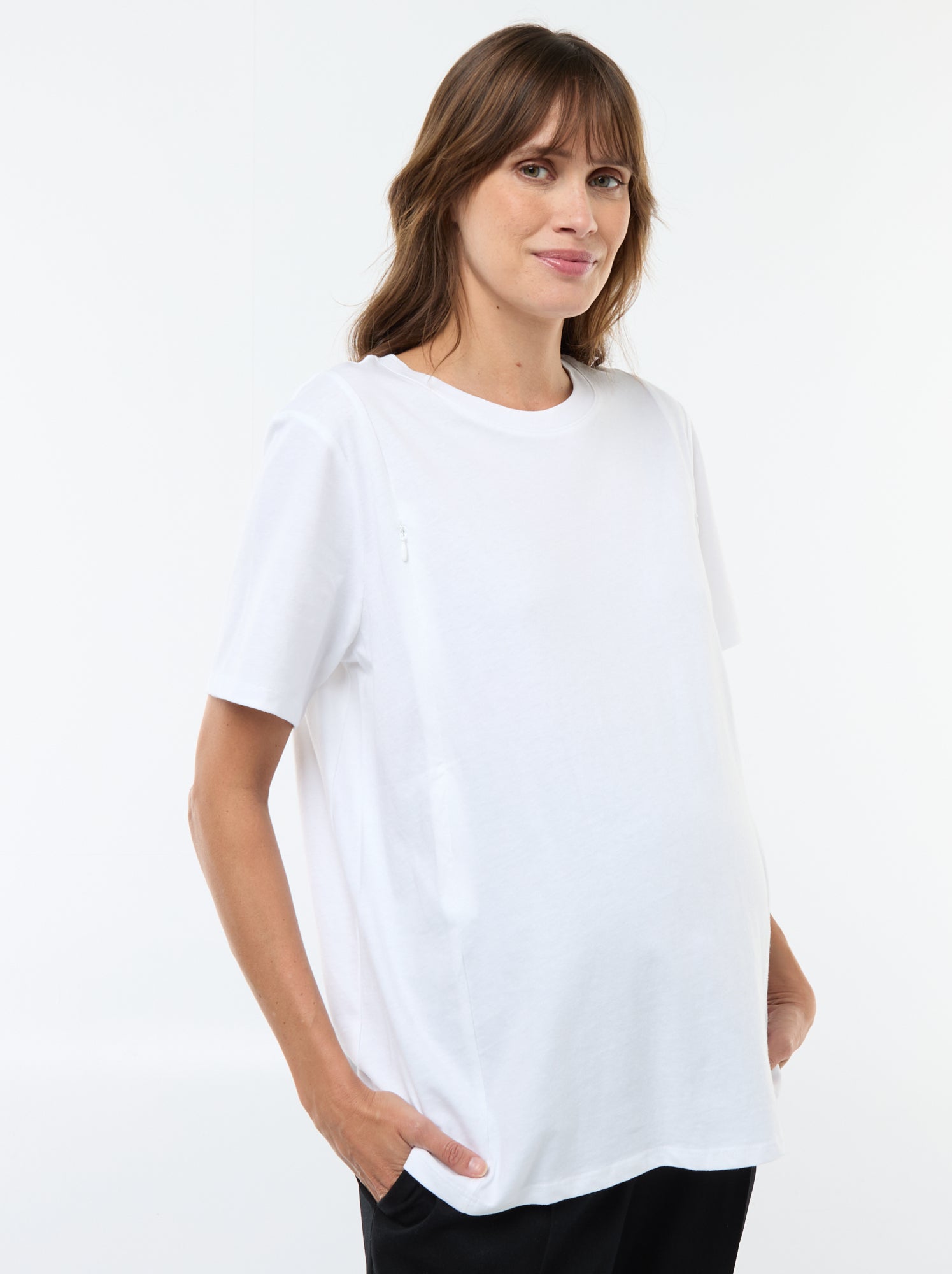 Tee-shirt basique d'allaitement manches courtes - Blanc