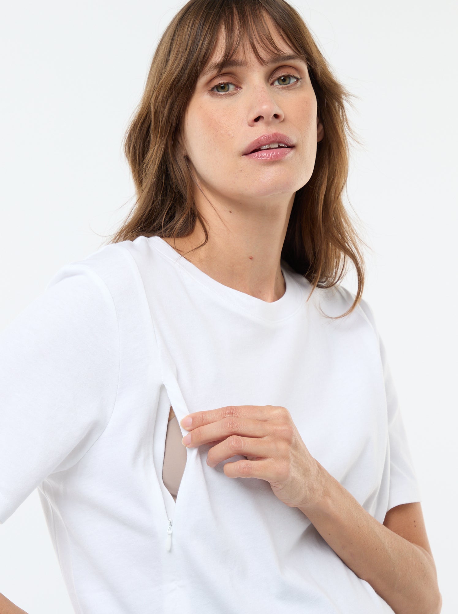 Tee-shirt basique d'allaitement manches courtes - Blanc