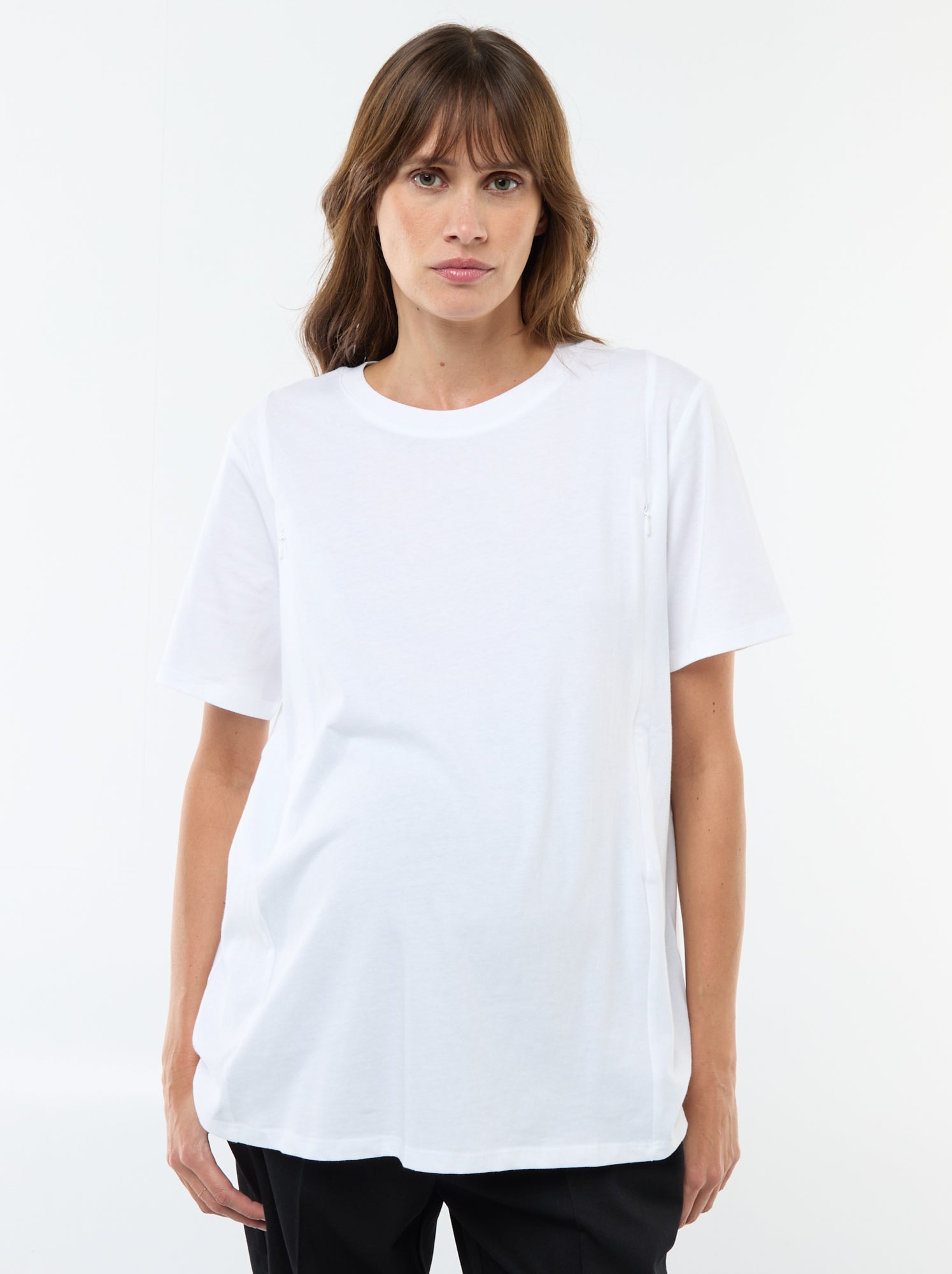 Tee-shirt basique d'allaitement manches courtes - Blanc
