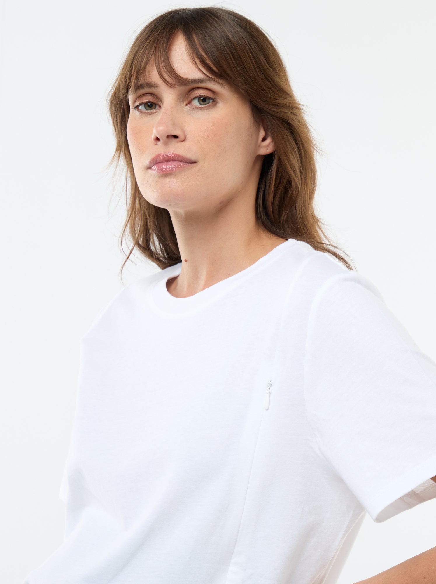 Tee-shirt basique d'allaitement manches courtes - Blanc