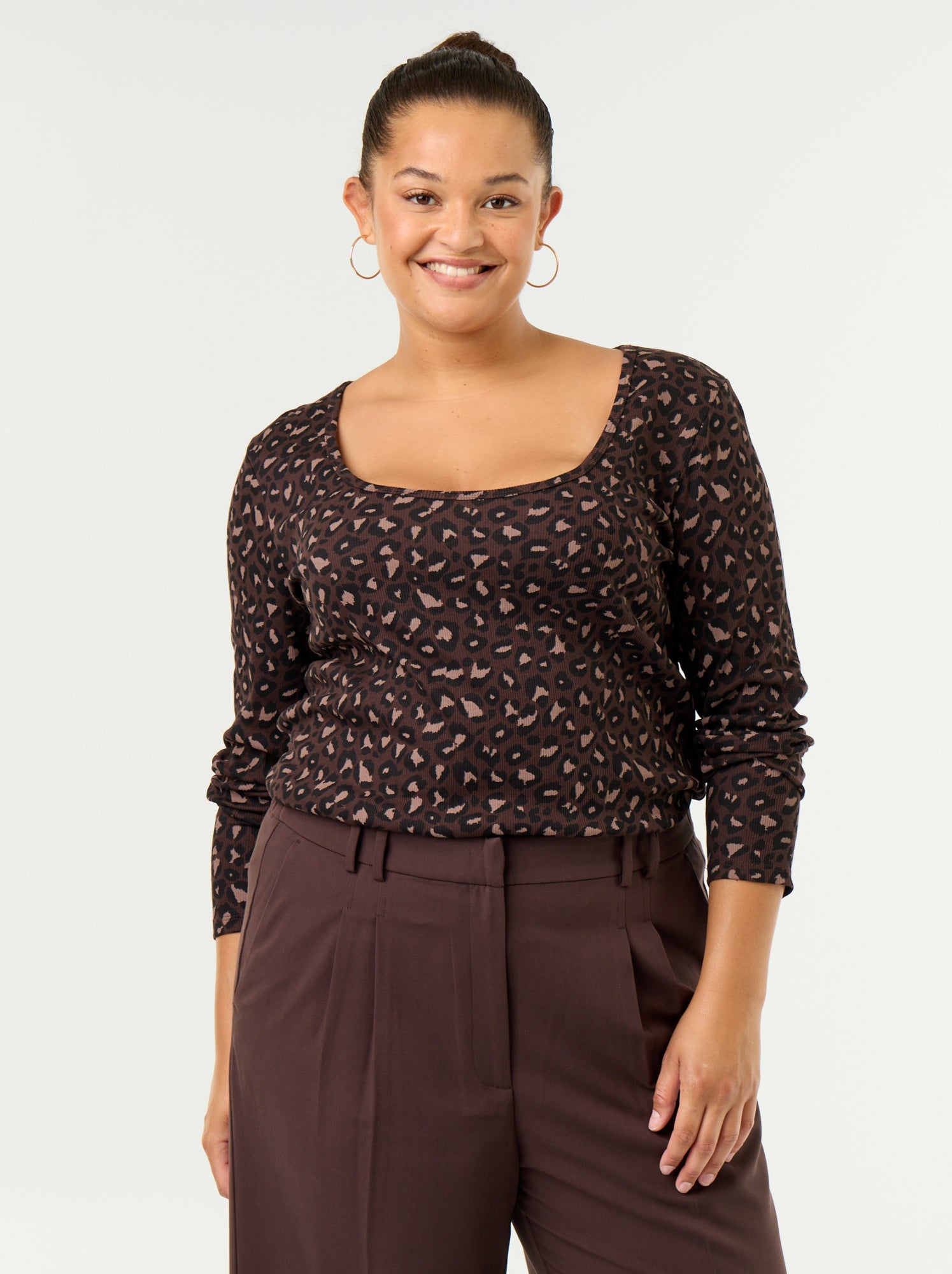 Tee-shirt basique en rib - Marron (GAA03_2)