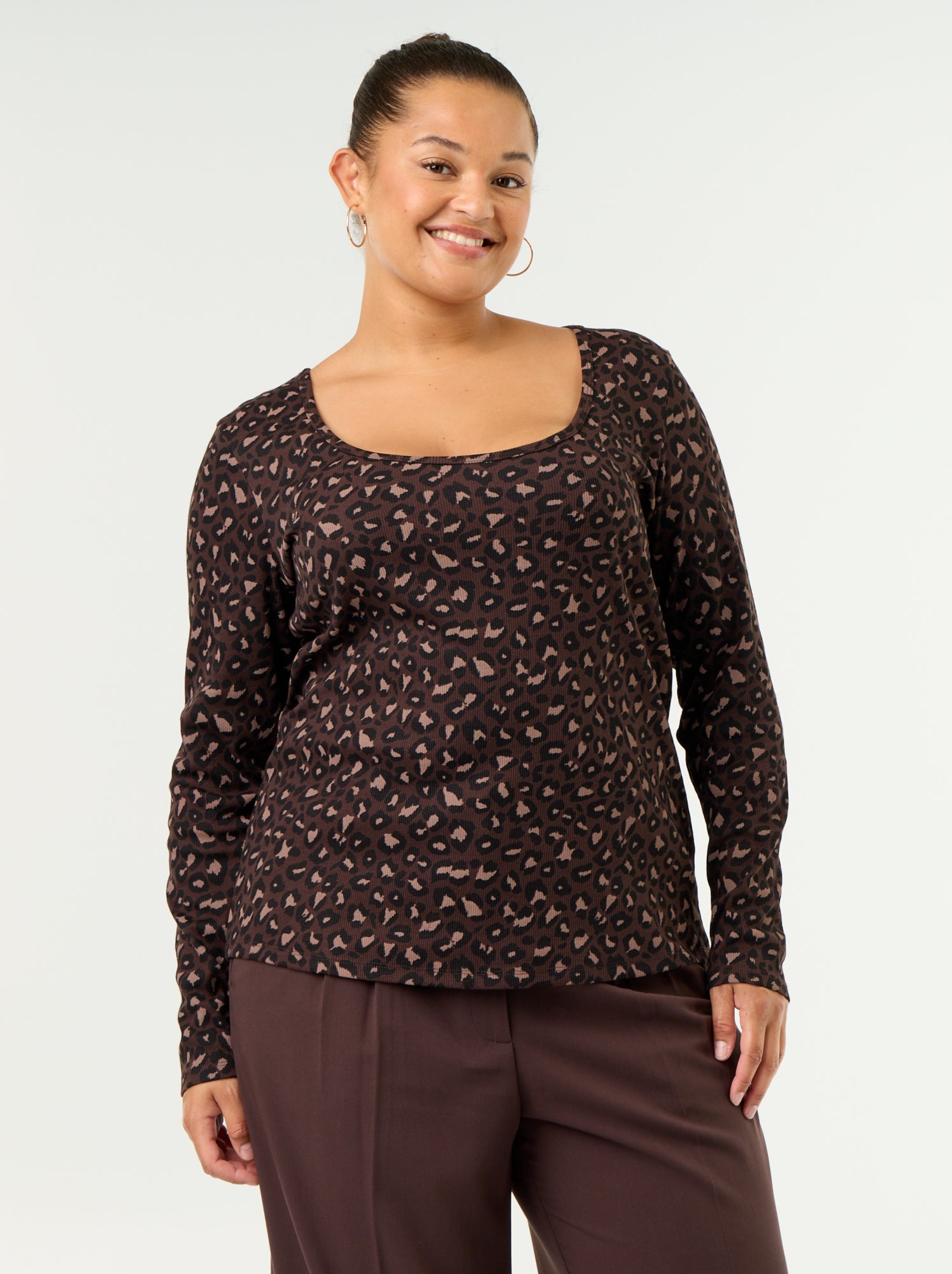 Tee-shirt basique en rib - Marron (GAA03_2)