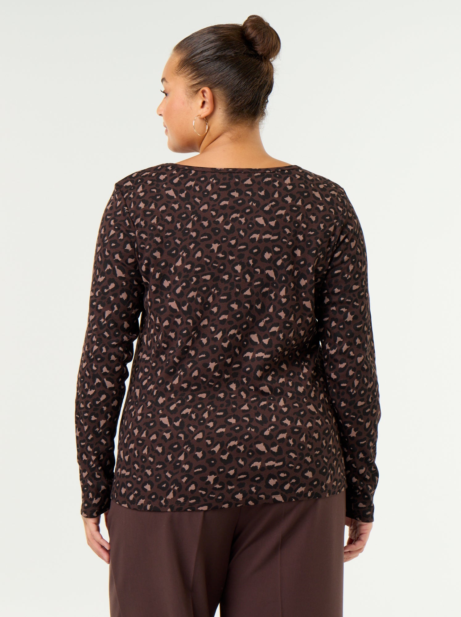 Tee-shirt basique en rib - Marron (GAA03_2)