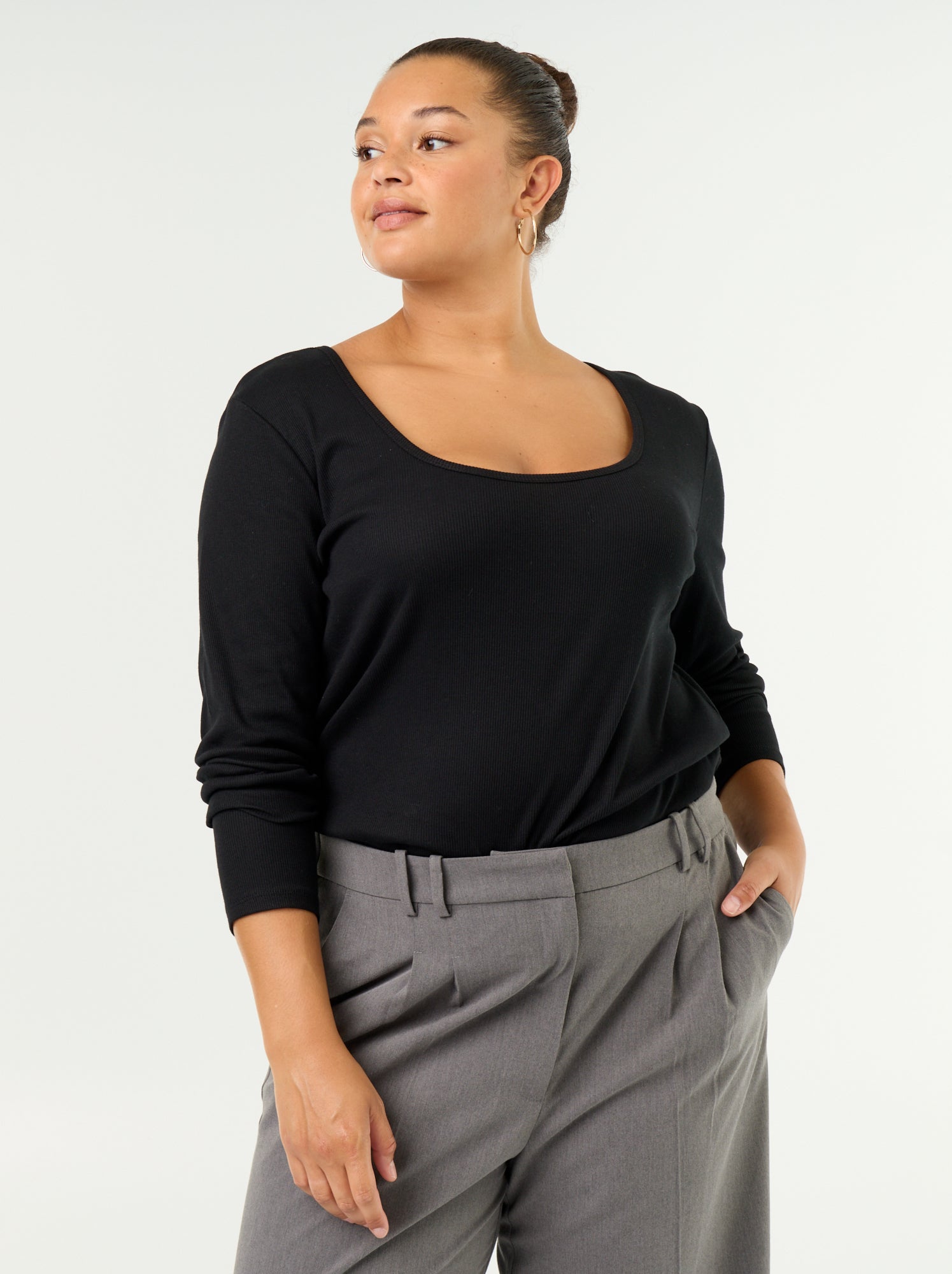 Tee-shirt basique en rib - Noir