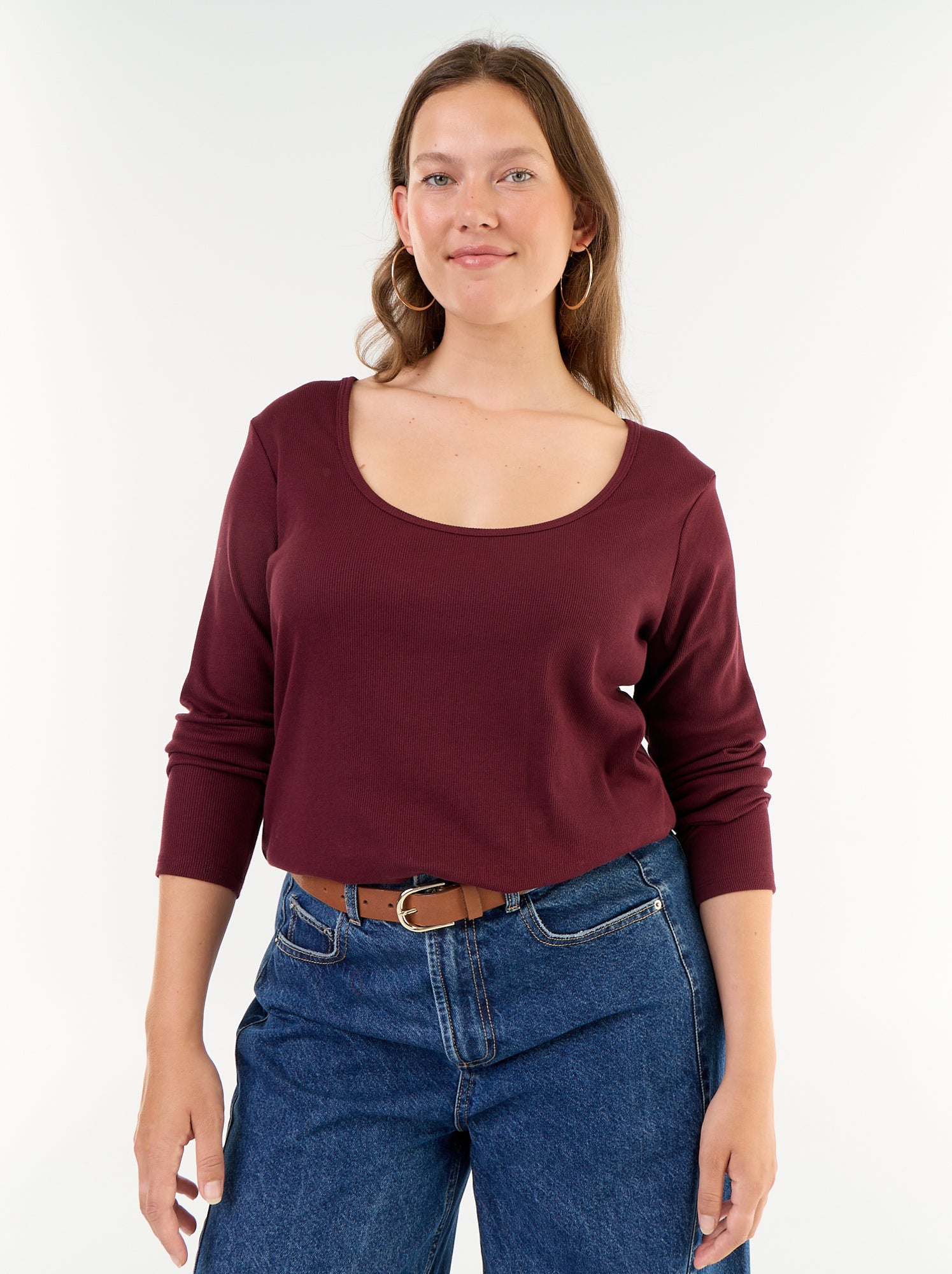 Tee-shirt basique en rib - Rouge (GAA03_5)