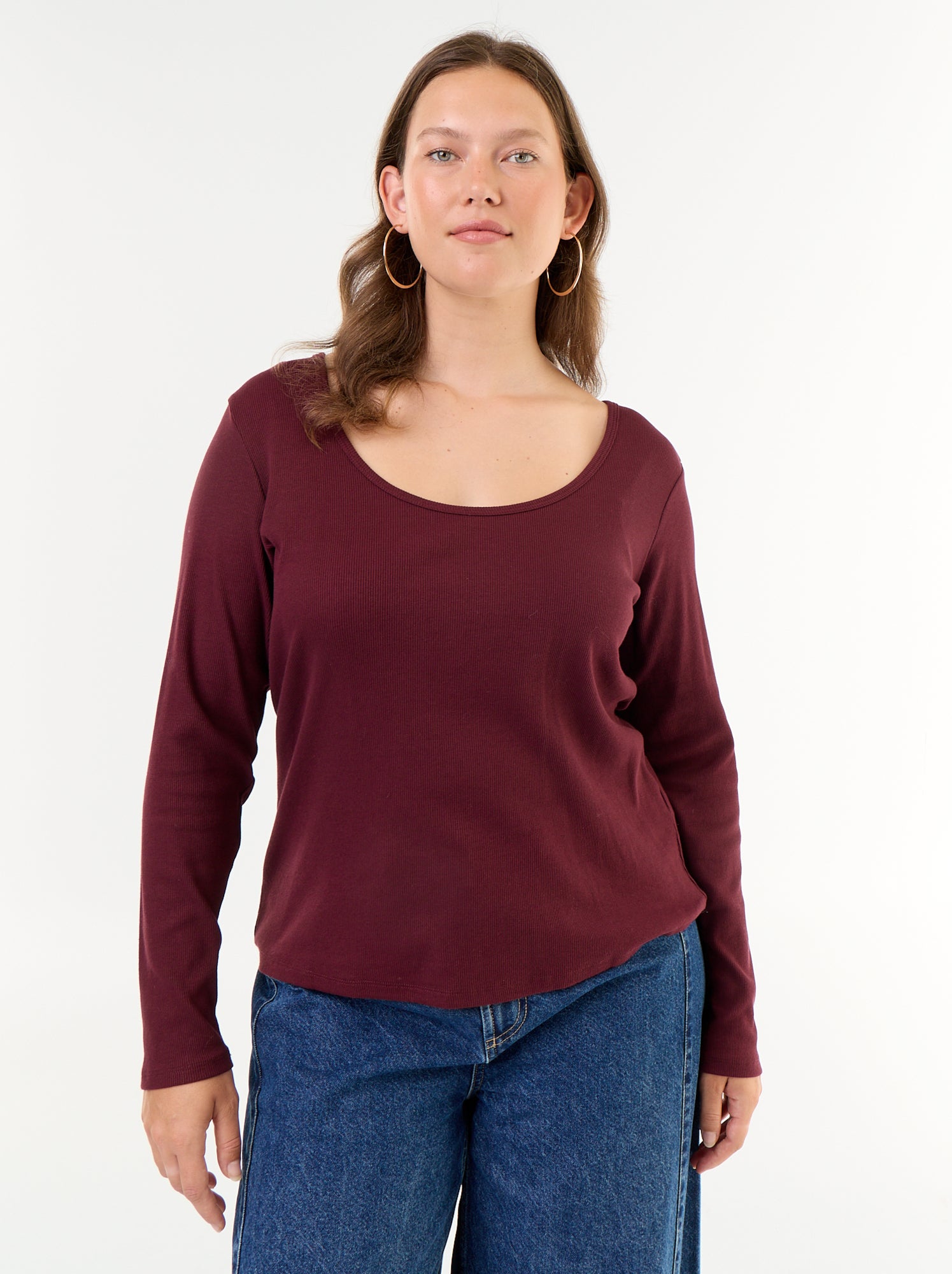 Tee-shirt basique en rib - Rouge (GAA03_5)
