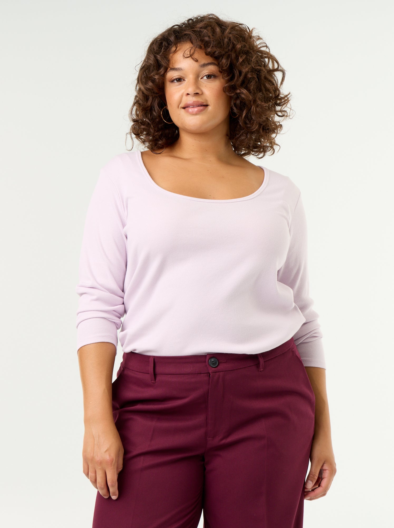 Tee-shirt basique en rib - Violet