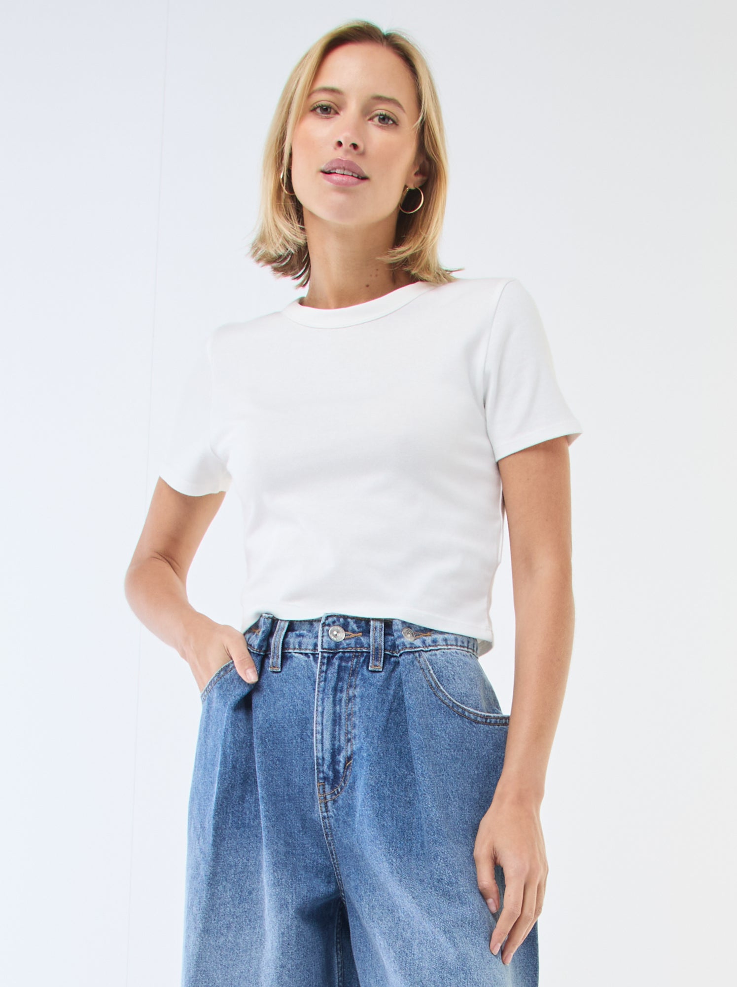 Tee-shirt crop top basique - Blanc