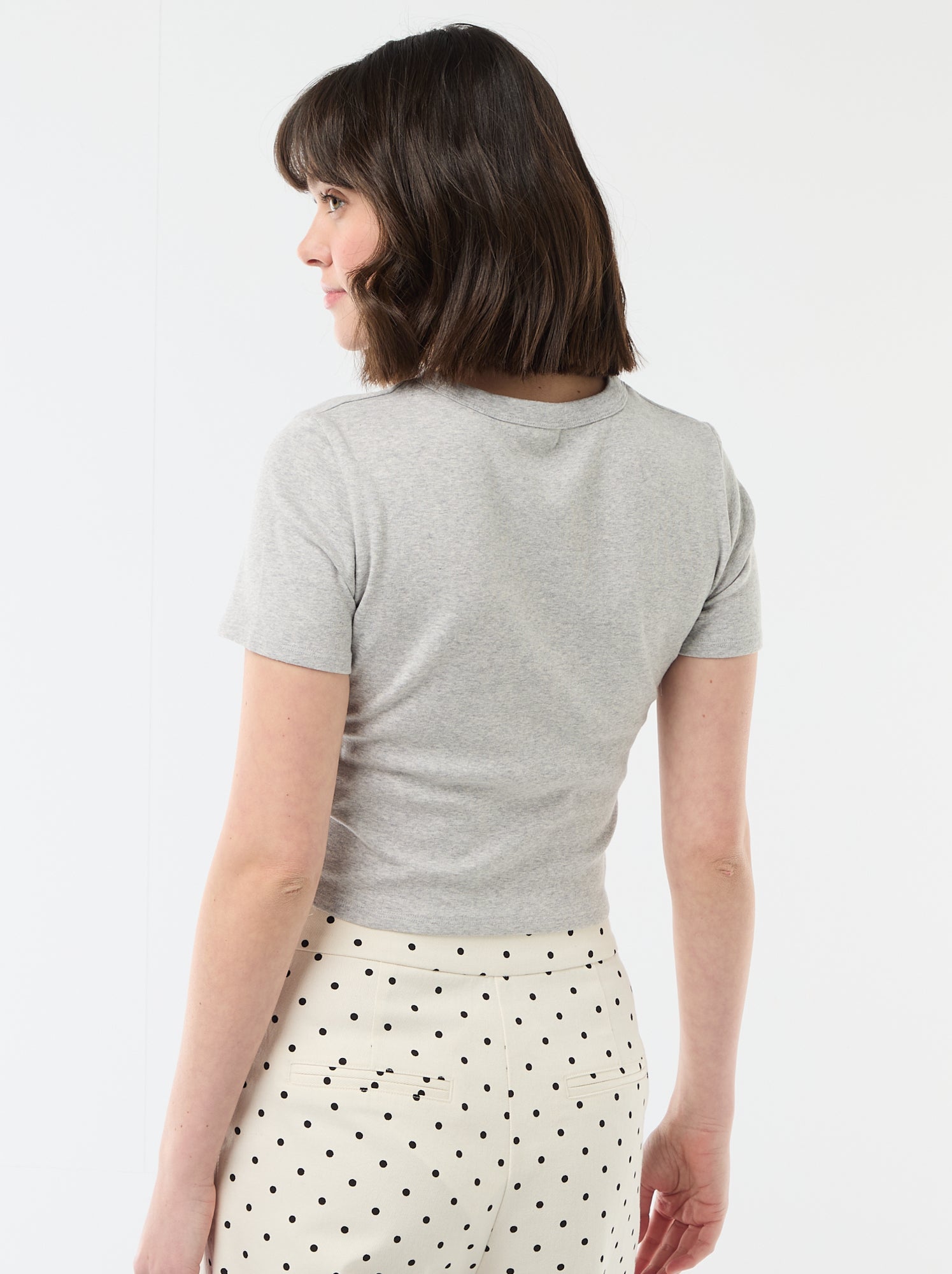 Tee-shirt crop top basique - Gris