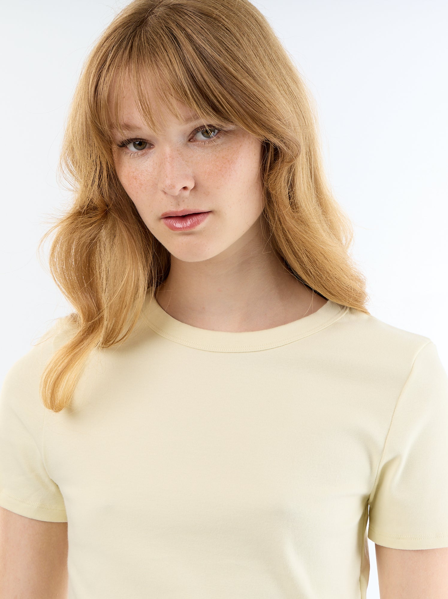 Tee-shirt crop top basique - Jaune (ESQ38_13)