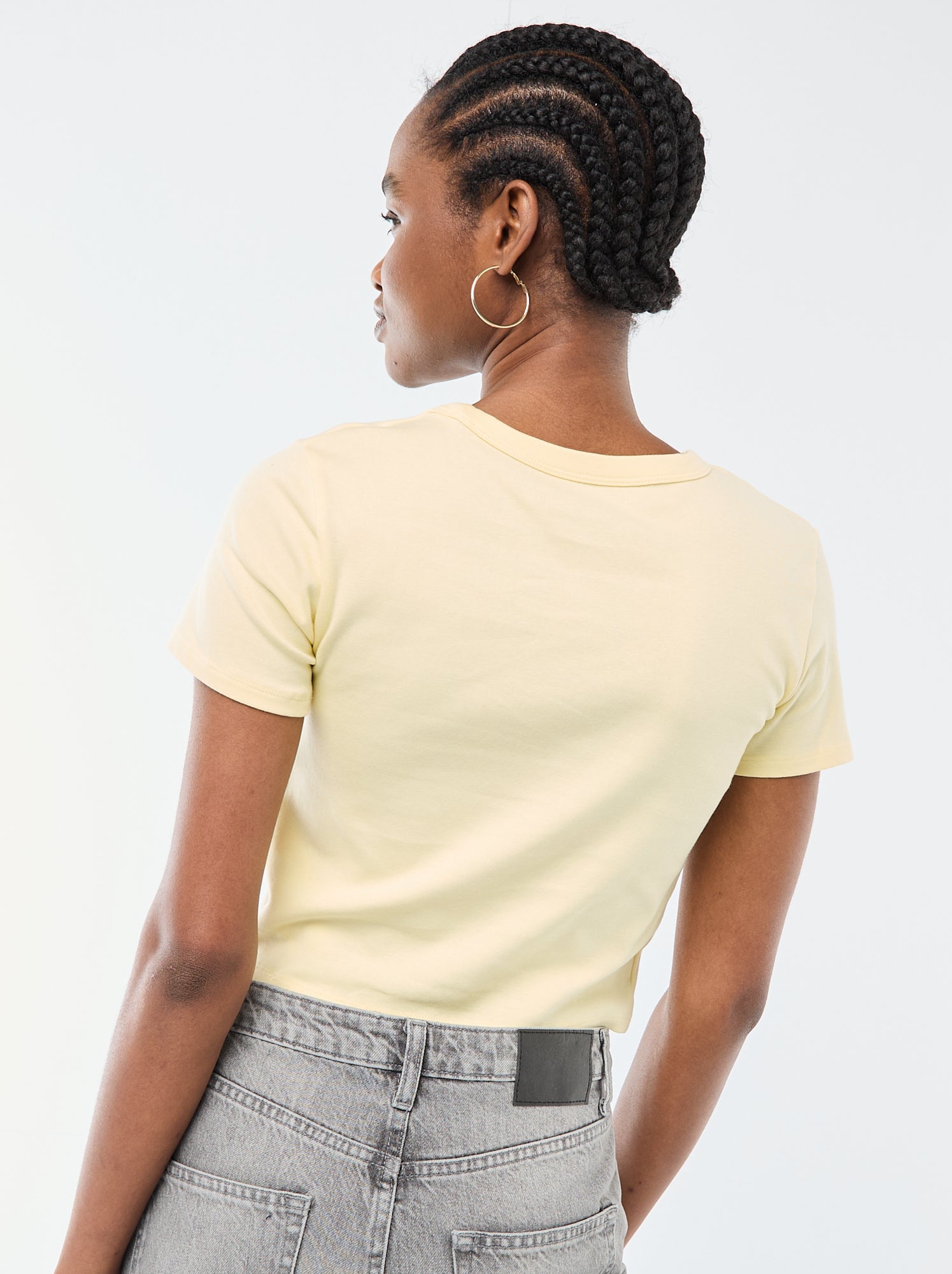 Tee-shirt crop top basique - Jaune (ESQ38_9)
