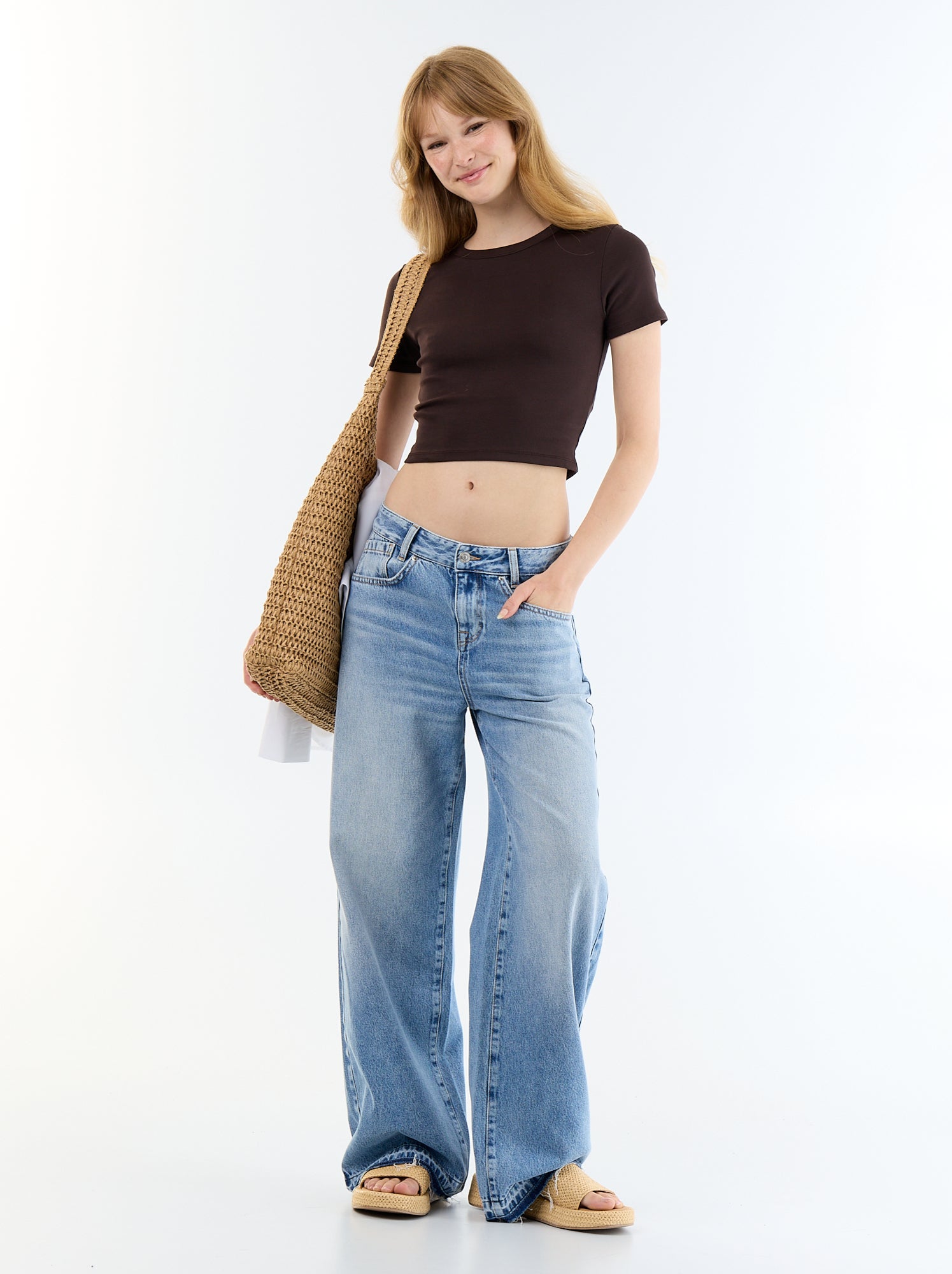 Tee-shirt crop top basique - Marron